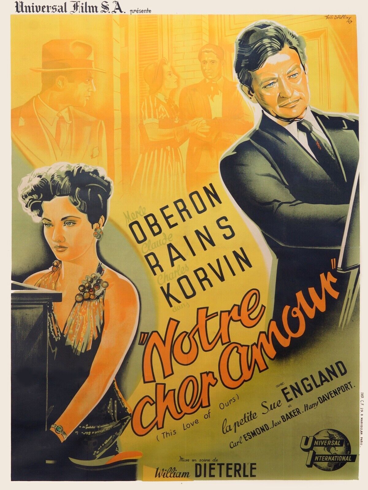 OUR DEAR LOVE, WILLIAM DIETERLE, 1944, REPRO VINTAGE CINEMA POSTER, HQ