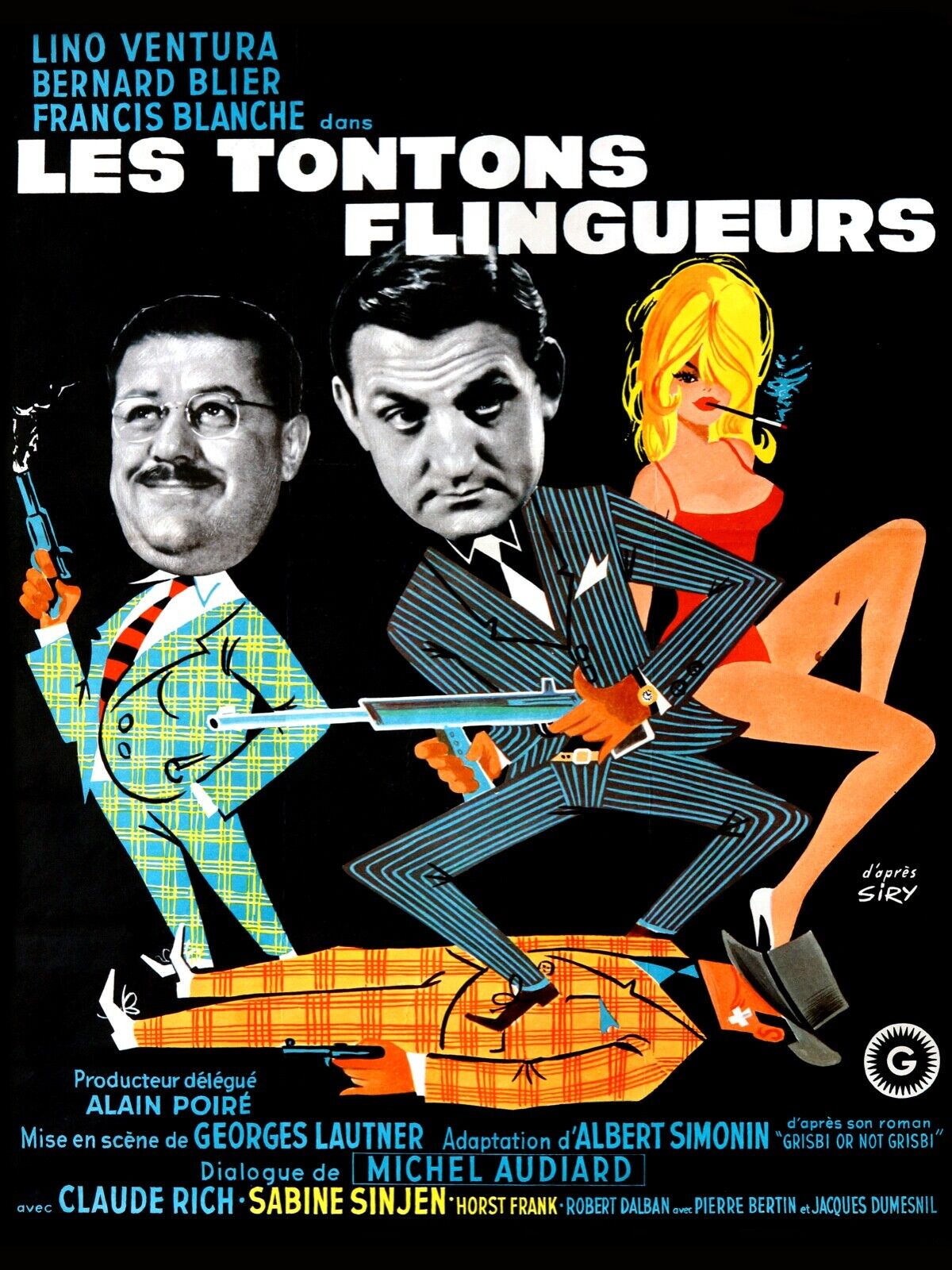THE TONTONS FLINGUEURS, LINO VENTURA, 1963, Repro cinema poster, VINTAGE, HQ