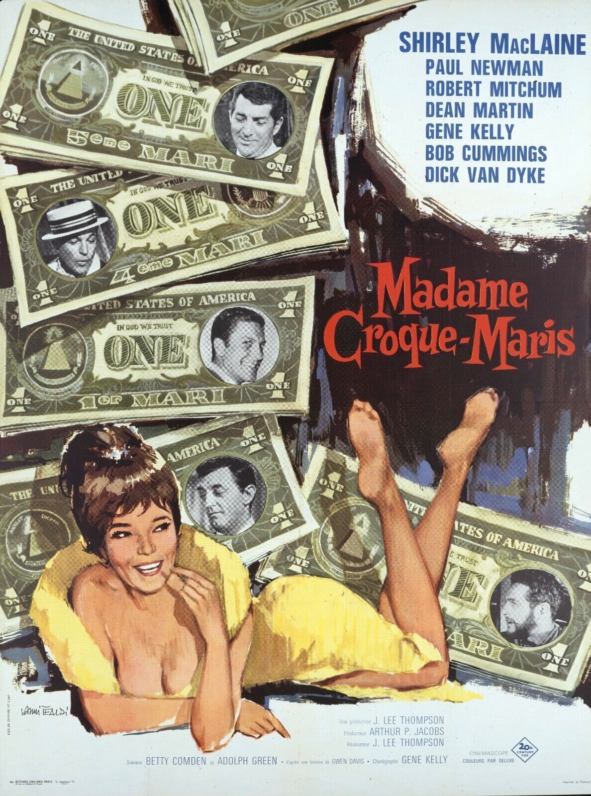 MADAME CROQUE-MARIS, PAUL NEWMAN, 1964, Reproducción de póster de cine VINTAGE HQ