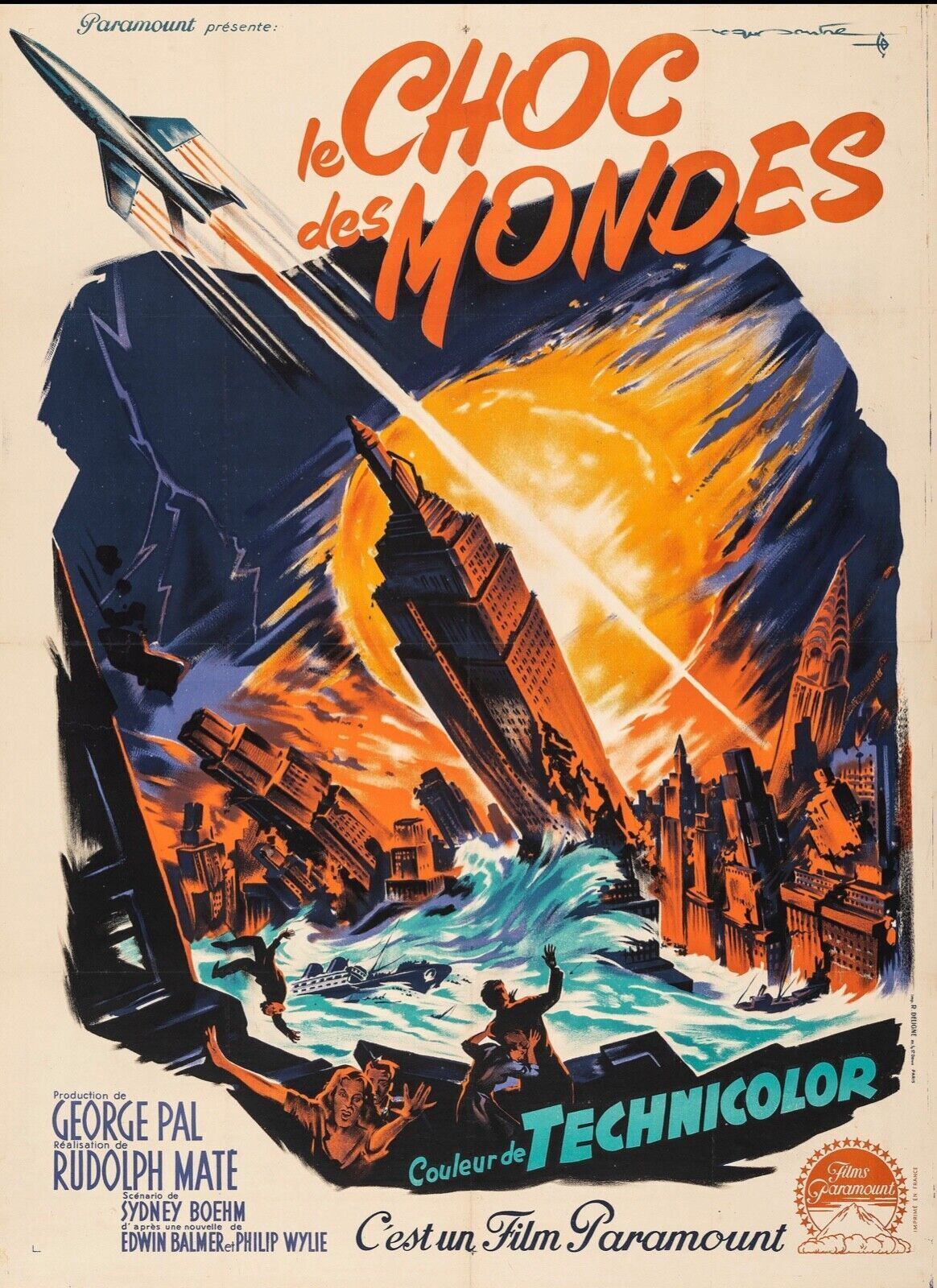 WHEN WORLDS COLLIDE, GEORGE PAL, 1951, Reproduction cinema poster, VINTAGE HQ