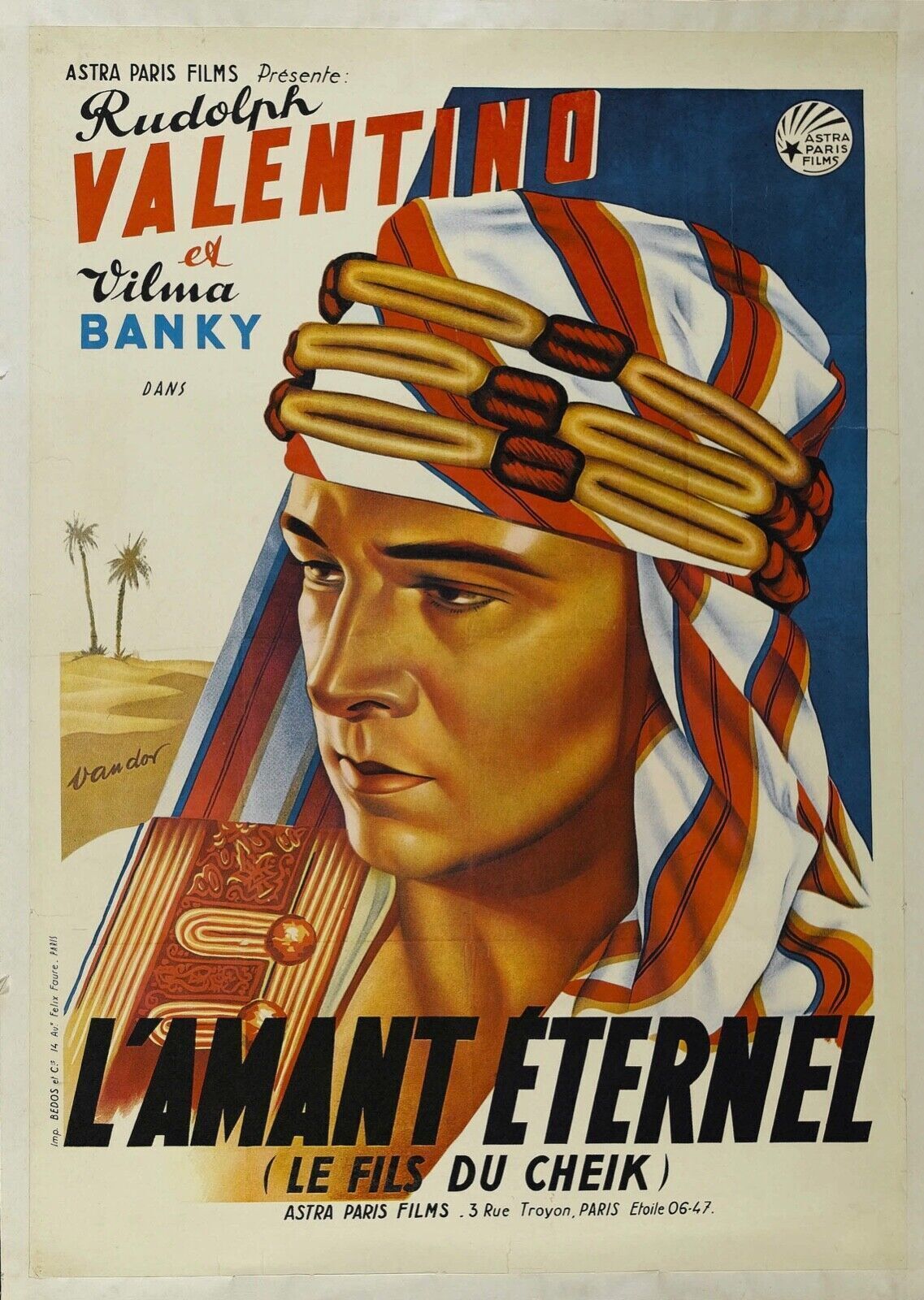 L'AMANT ETERNEL, RUDOLPH VALENTINO - REPRO AFFICHE CINEMA VINTAGE