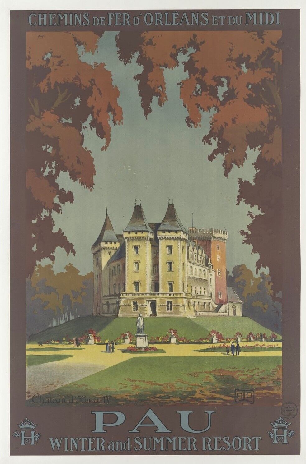 PAU, FRANCE REPRO TRAVEL POSTER, TOURISM, VINTAGE, HQ