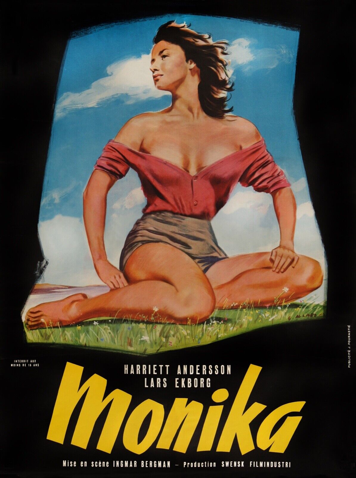 MONIKA, LARS EKBORG, INGMAR BERGMAN, 1953, REPRO VINTAGE CINEMA POSTER, HQ