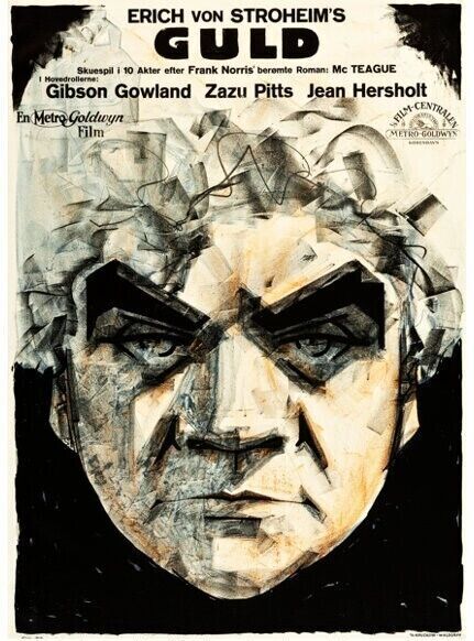 GREED, GIBSON GOWLAND, 1924, repro affiche cinéma HQ