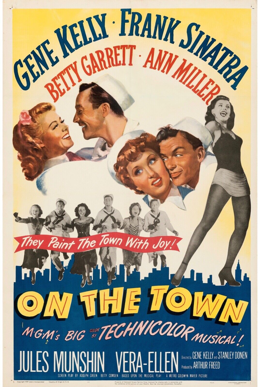 ON THE TOWN GENE KELLY, FRANK SINATRA, 1949, REPRO AFFICHE CINEMA VINTAGE HQ