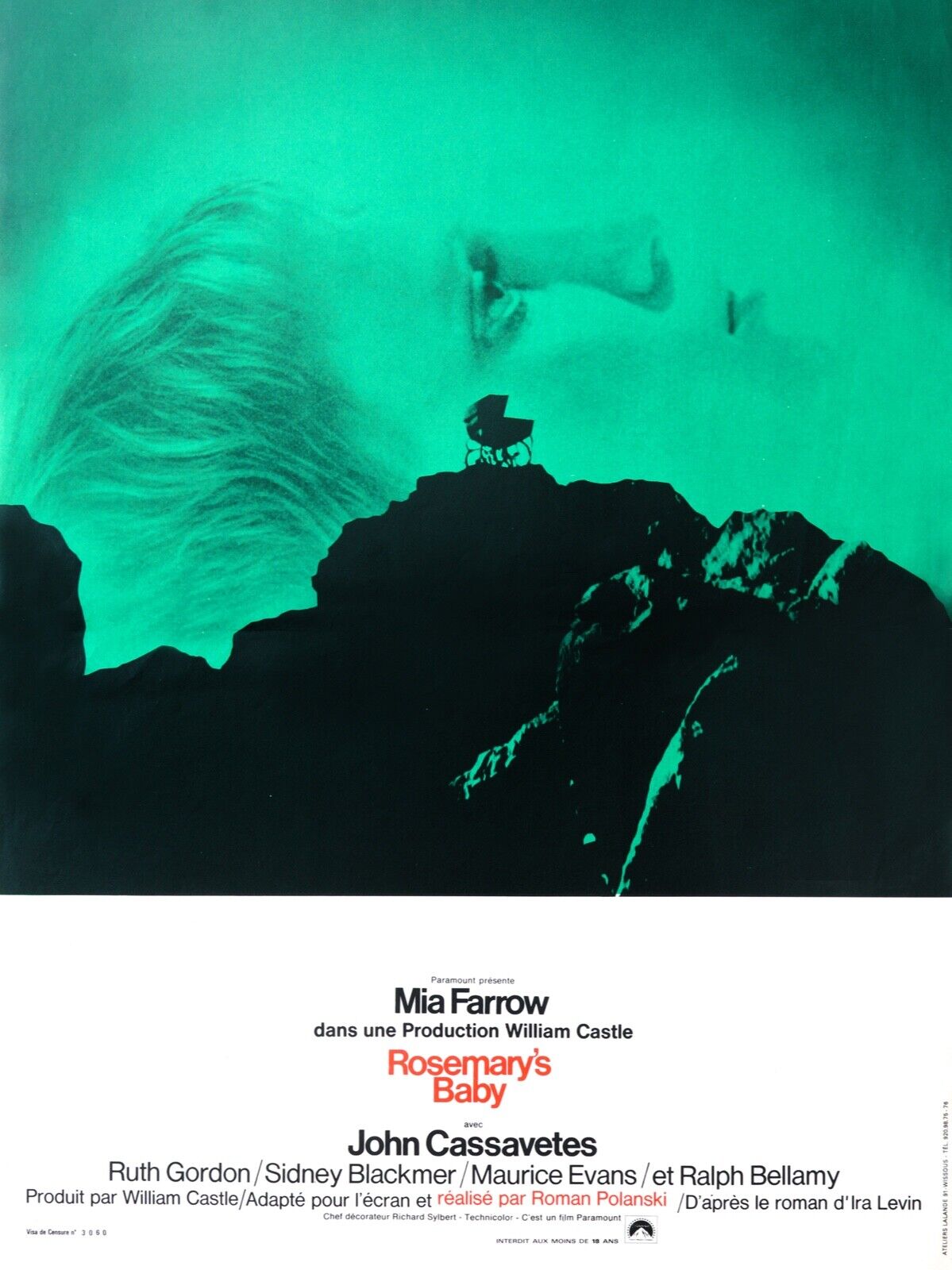 ROSEMARY’S BABY, MIA FARROW, 1968, REPRO AFFICHE CINÉMA VINTAGE, HQ