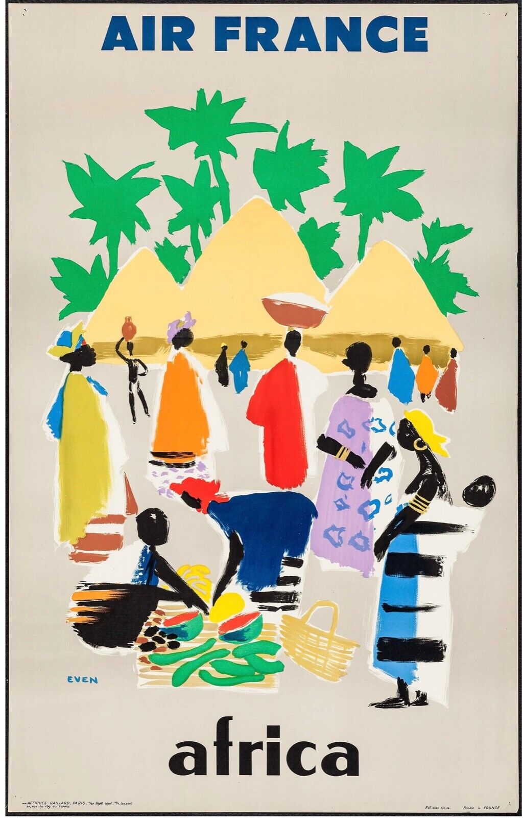 AFRICA, AIR FRANCE, REPRO PUBLICITY POSTER, TRAVEL, VINTAGE, HQ