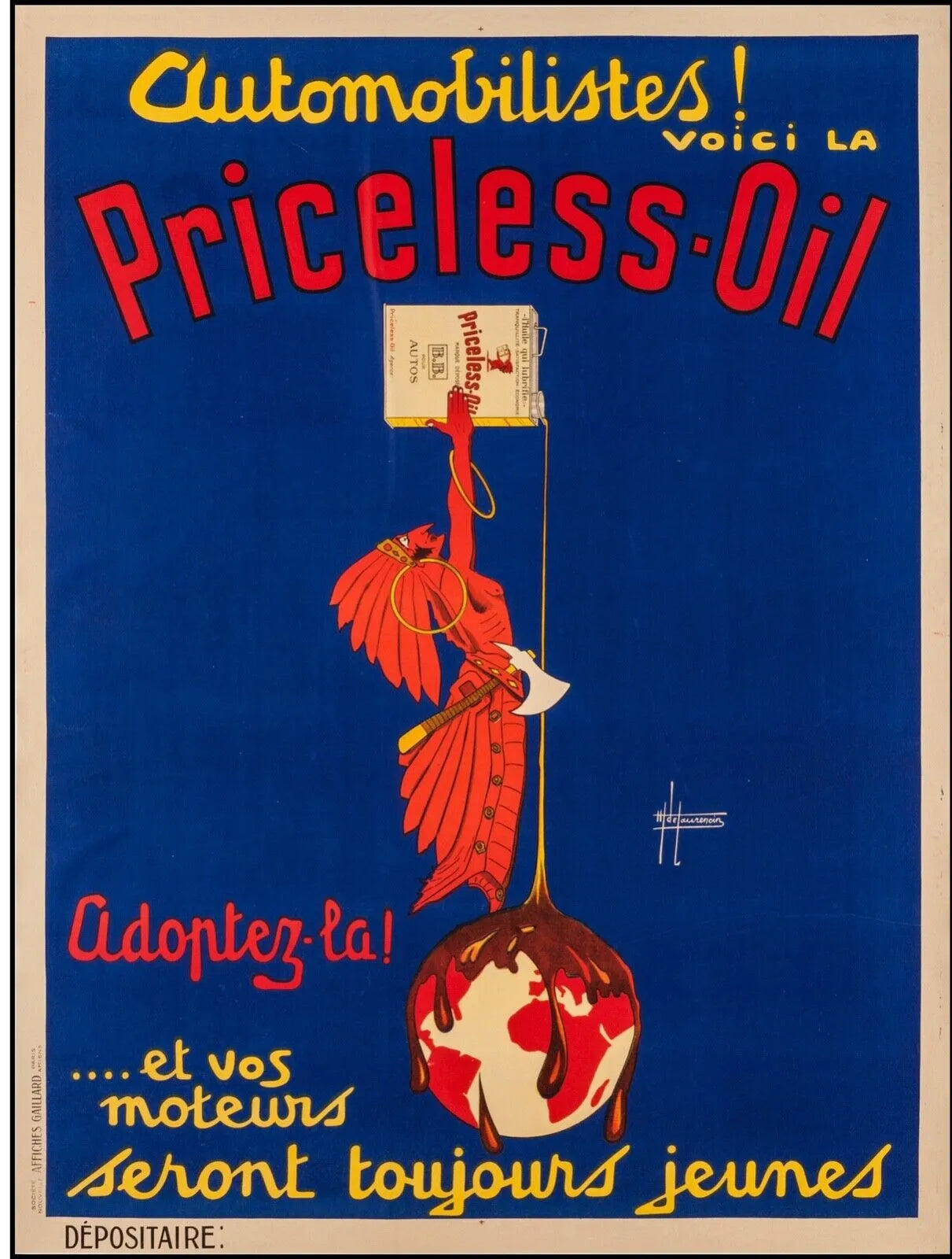 PRICELESS OIL, VINTAGE CAR ADVERTISING POSTER, HQ