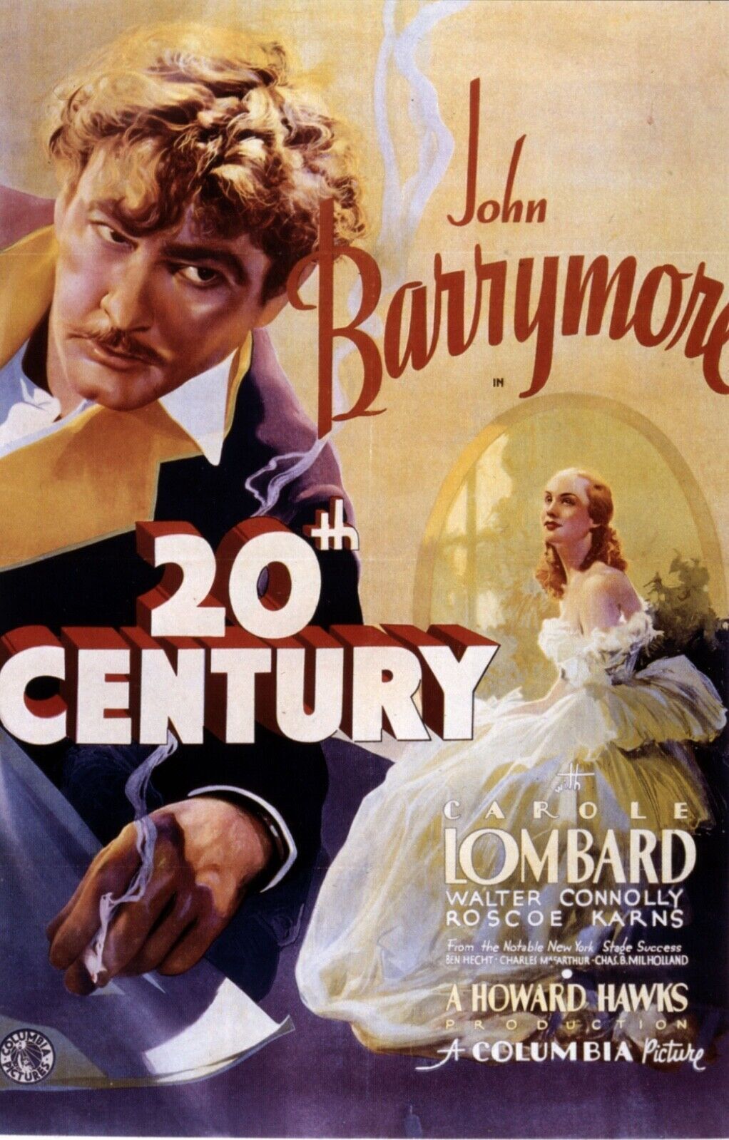 TWENTIETH CENTURY, JOHN BARRYMORE, 1934, REPRO MOVIE POSTER, VINTAGE, HQ