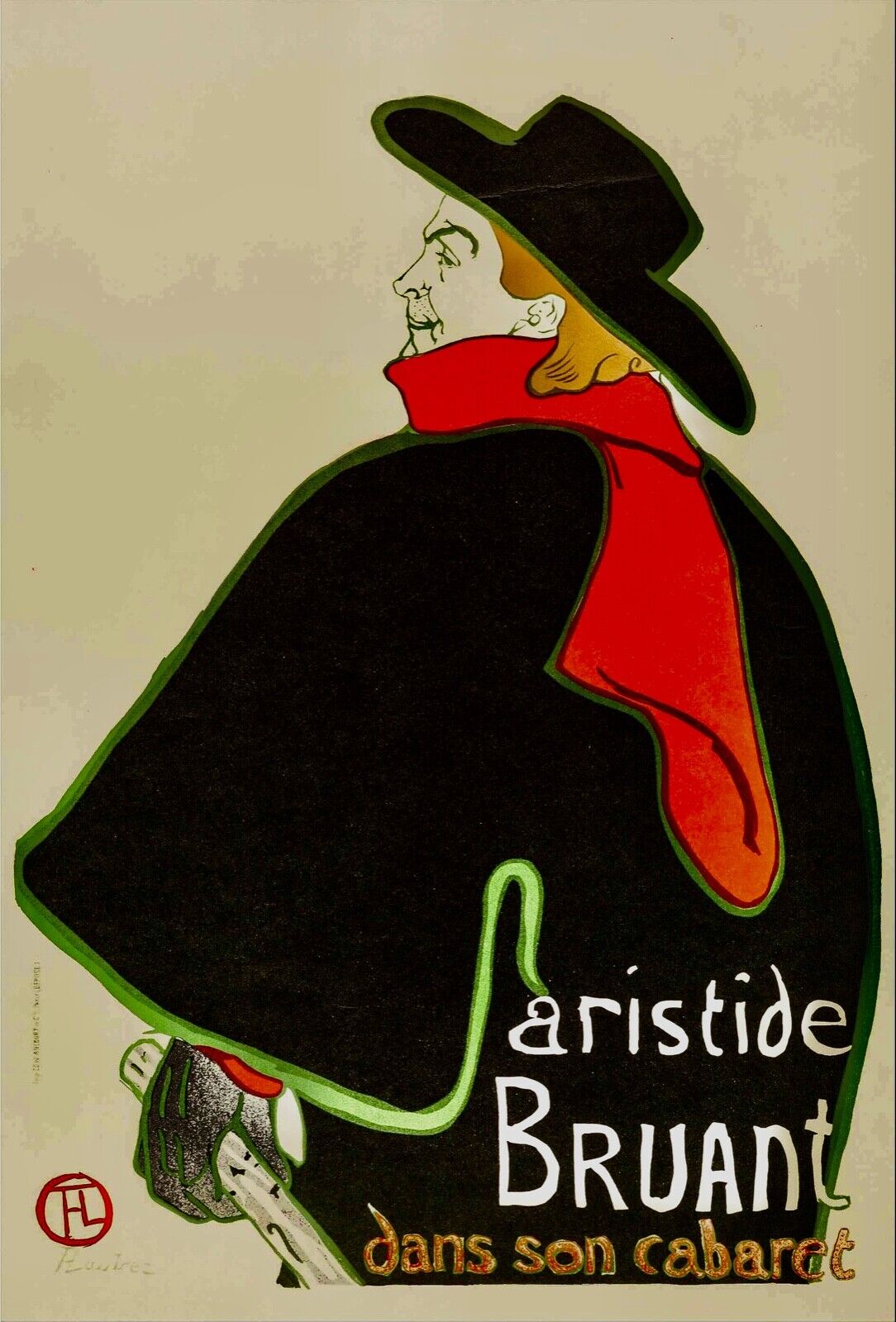 ARISTIDE BRUANT DANS MON CABARET, REPRO PUBLICITY POSTER, VINTAGE, HQ