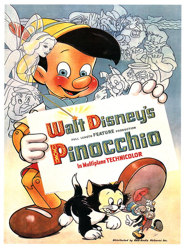PINOCCHIO, WALT DISNEY, 1940, REPRO AFFICHE CINÉMA VINTAGE HQ