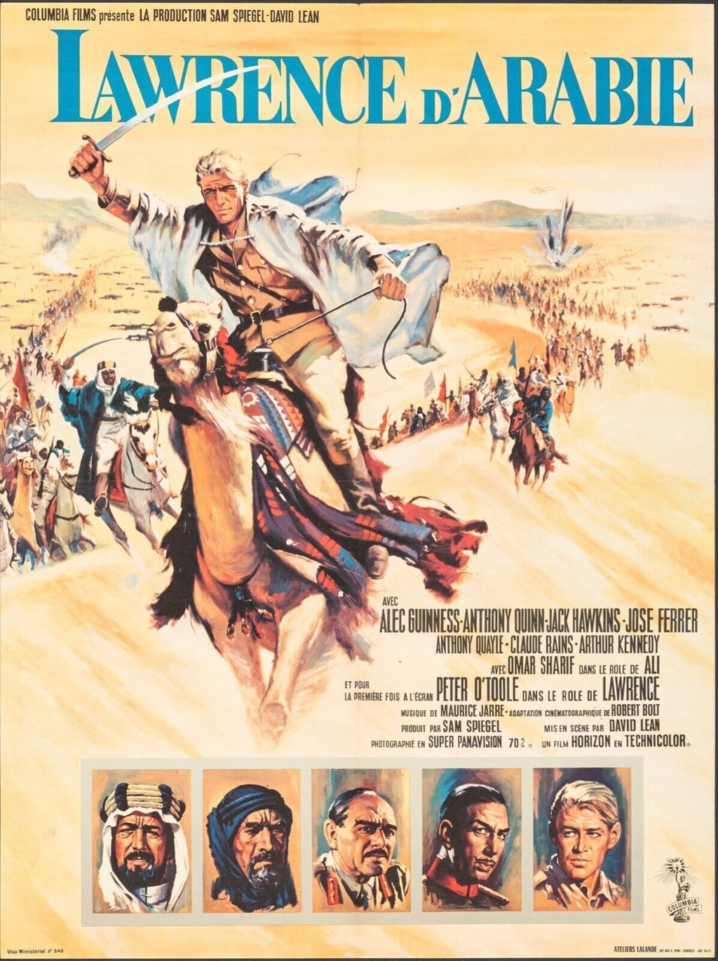 LAWRENCE D'ARABIE, PETER O'TOOLE, ANTHONY QUINN, REPRO AFFICHE DE CINEMA VINTAGE