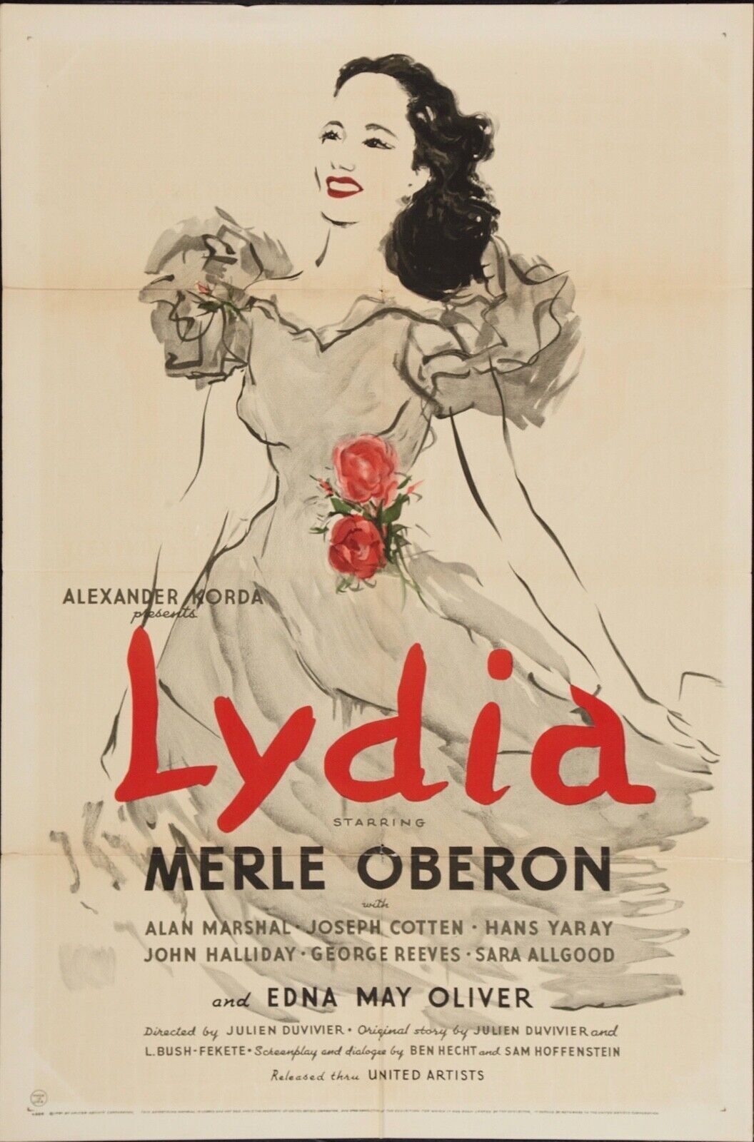 LYDIA, MERLE OBERON, 1951, Repro cinema poster, VINTAGE, HQ