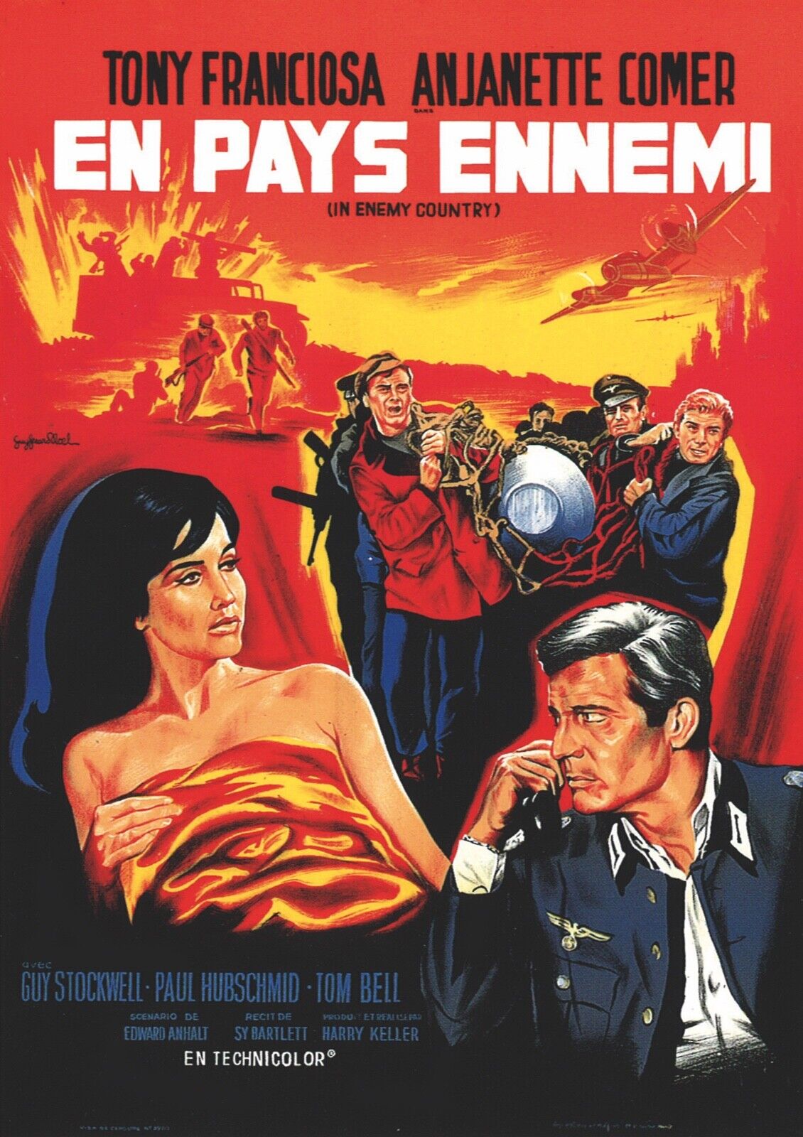 IN ENEMY COUNTRY, TONY FRANCIOSA, VINTAGE HQ CINEMA POSTER REPRO
