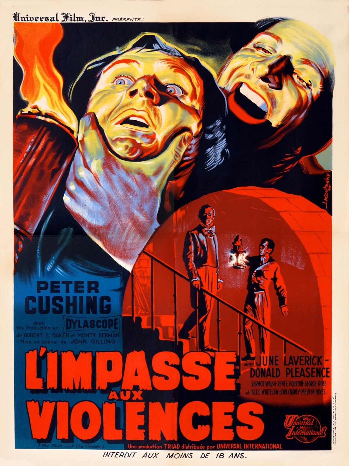 L’IMPASSE AUX VIOLENCES, PETER CUSHING, 1961, REPRO AFFICHE CINÉMA VINTAGE, HQ