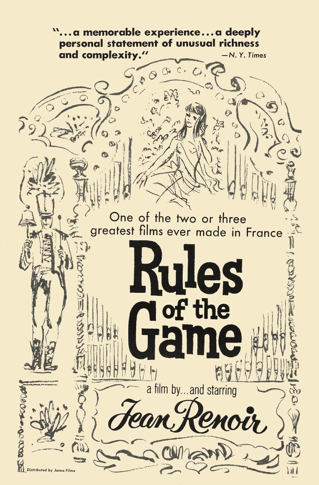 LA RÈGLE DU JEU, THE RULES OF THE GAME, JEAN RENOIR, 1939,  REPRO AFFICHE DE CINÉMA VINTAGE, HQ