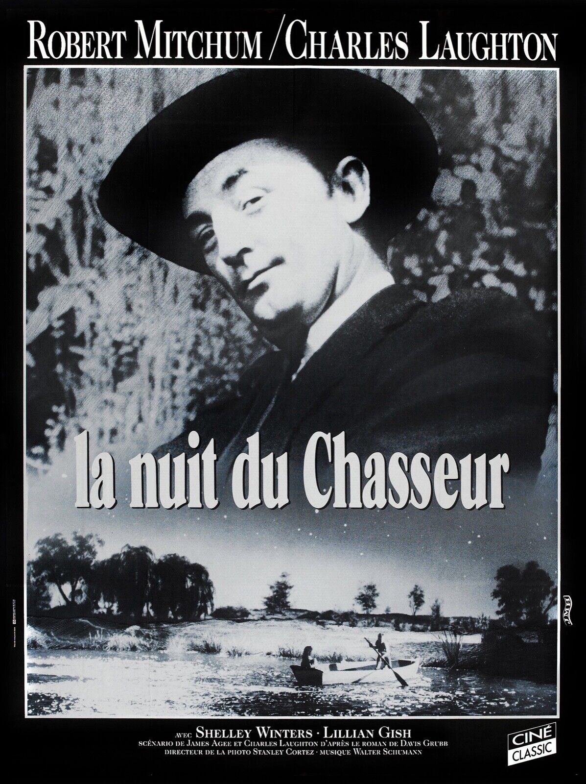 THE NIGHT OF THE HUNTER, ROBERT MITCHUM, 1955, REPRO VINTAGE CINEMA POSTER, HQ