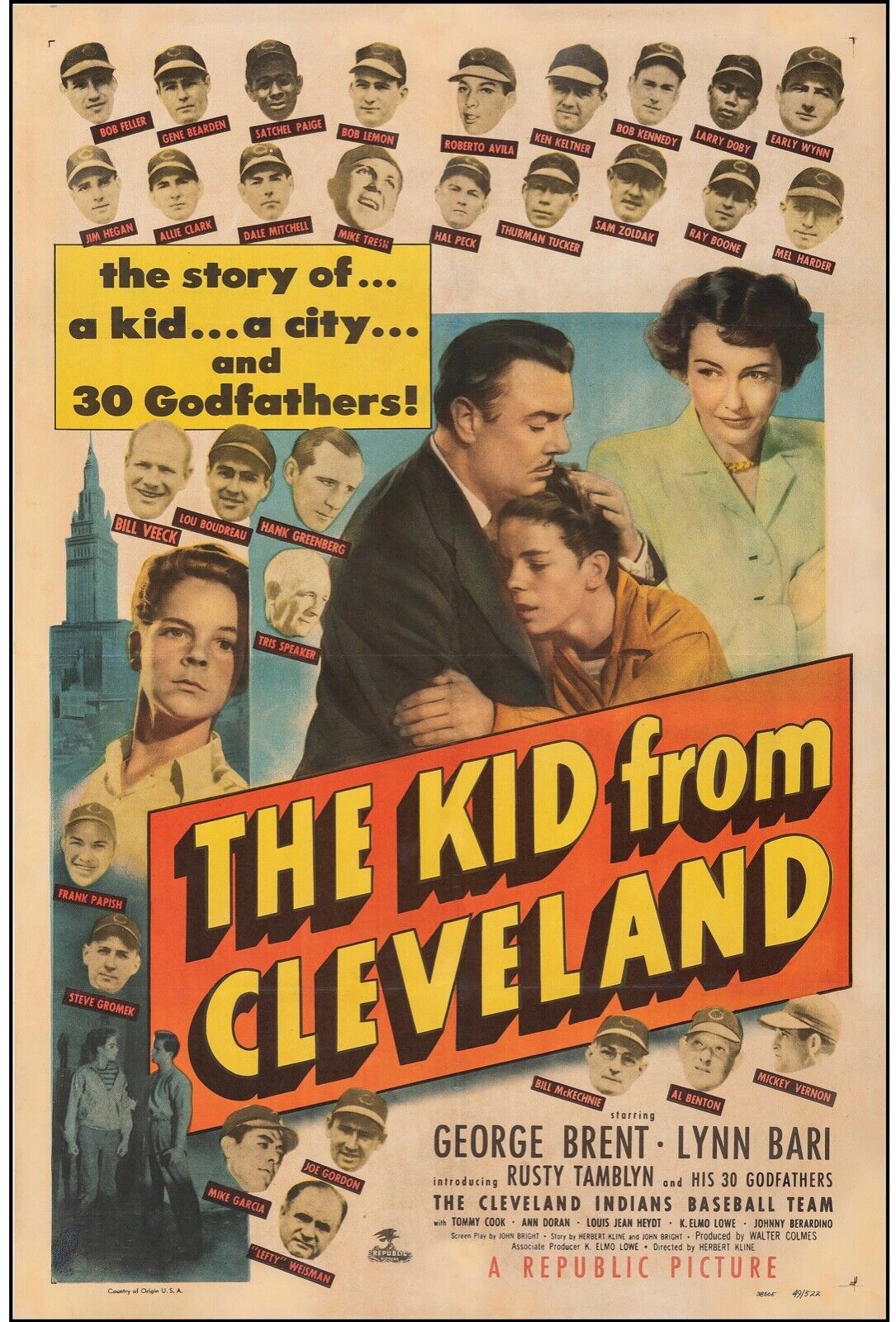 THE KID FROM CLEVELAND, RUSS TAMBLYN, 1949, REPRO AFFICHE CINEMA VINTAGE, HQ