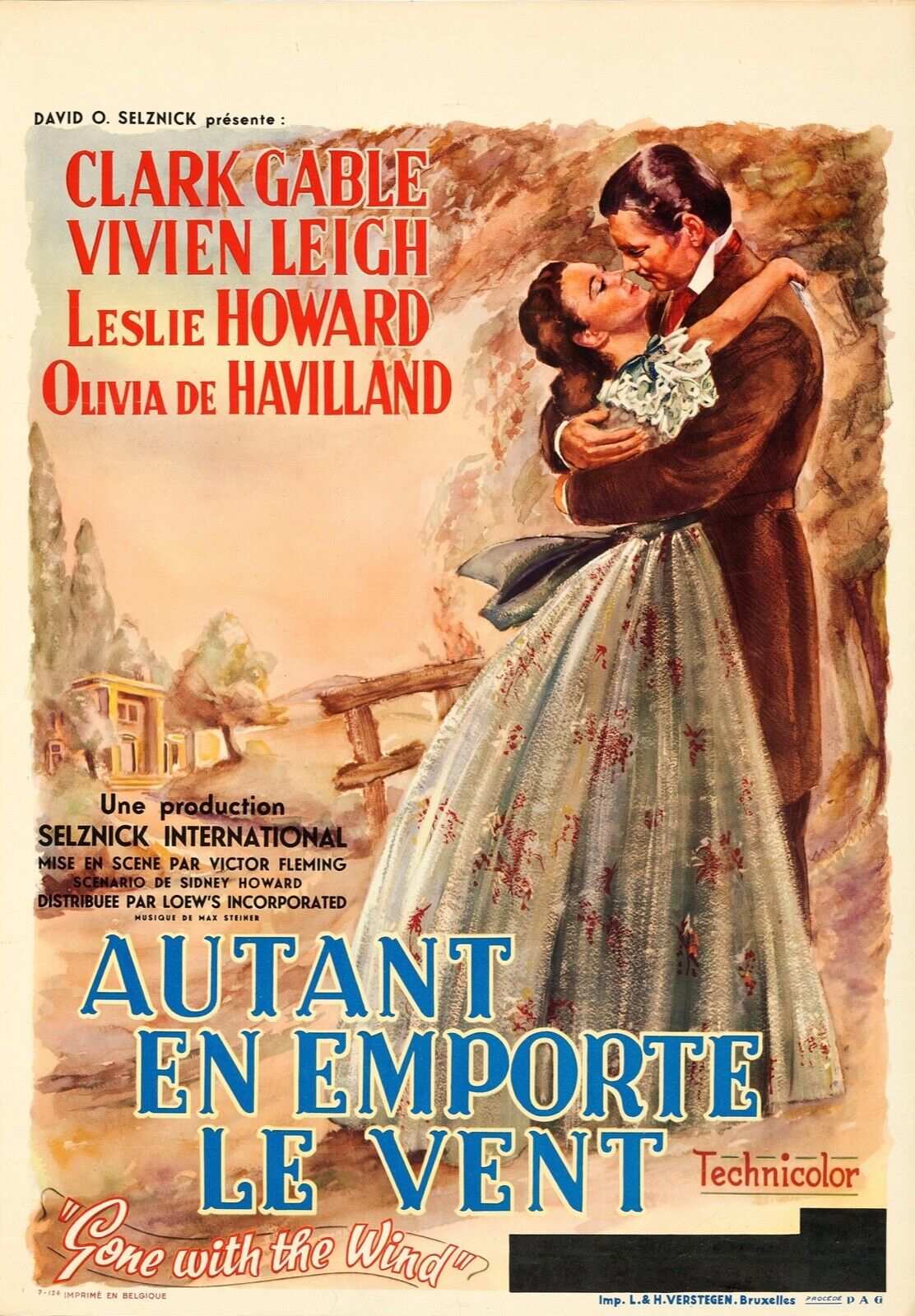 AUTANT EN EMPORTE LE VENT, CLARK GABLE, 1939, REPRO MOVIE POSTER, VINTAGE, HQ