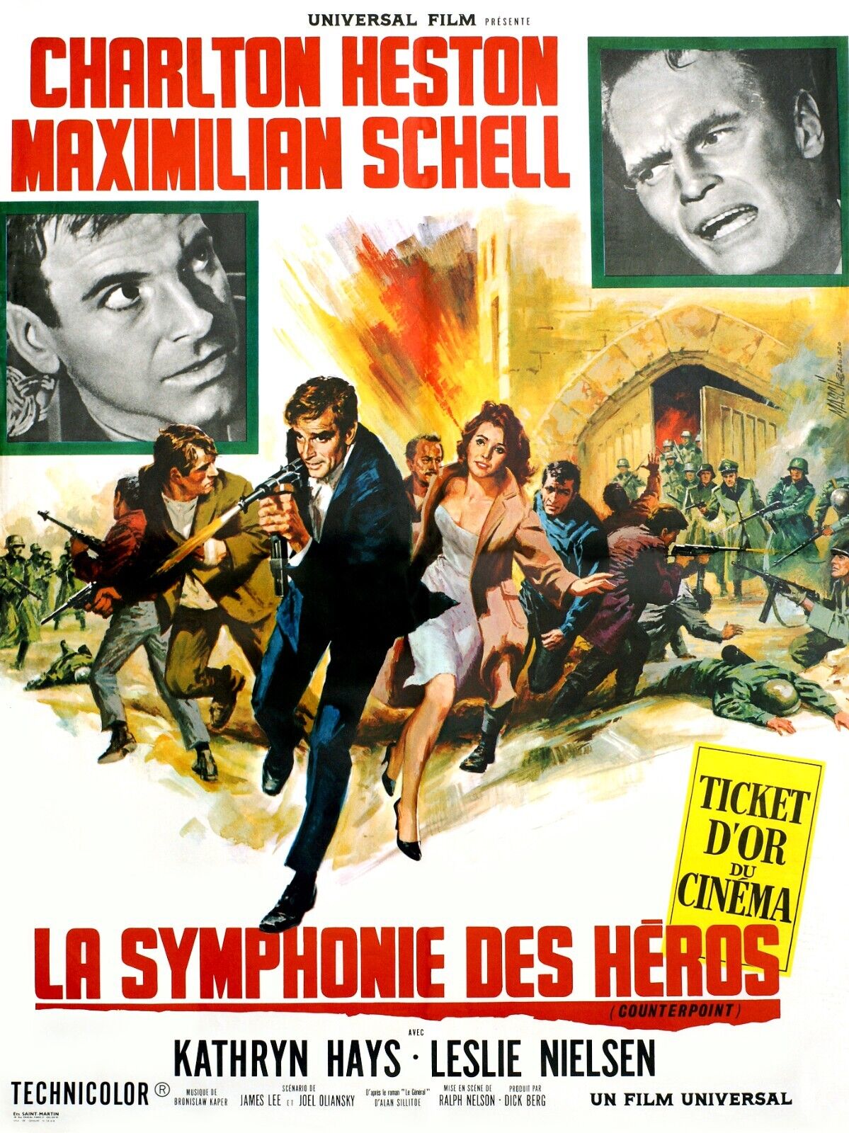 THE SYMPHONY OF HEROES, CHARLTON HESTON, 1965, Repro cinema poster, VINTAGE, HQ