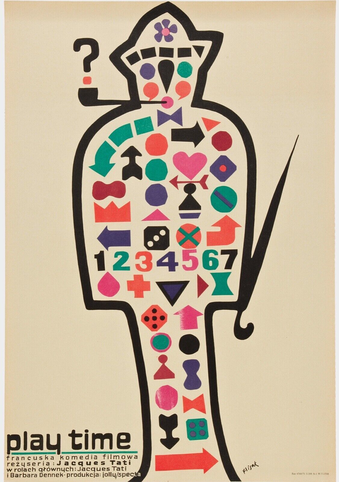 PLAYTIME, JACQUES TATI, BARBARA DENNEK, Repro Affiche cinéma VINTAGE, HQ