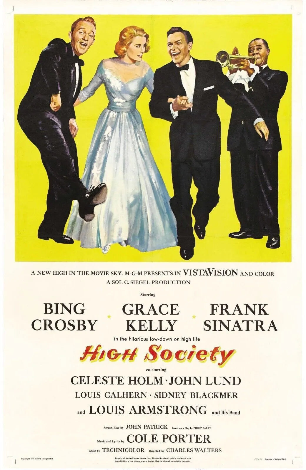 HIGH SOCIETY, GRACE KELLY, 1956, REPRO MOVIE POSTER, VINTAGE, HQ