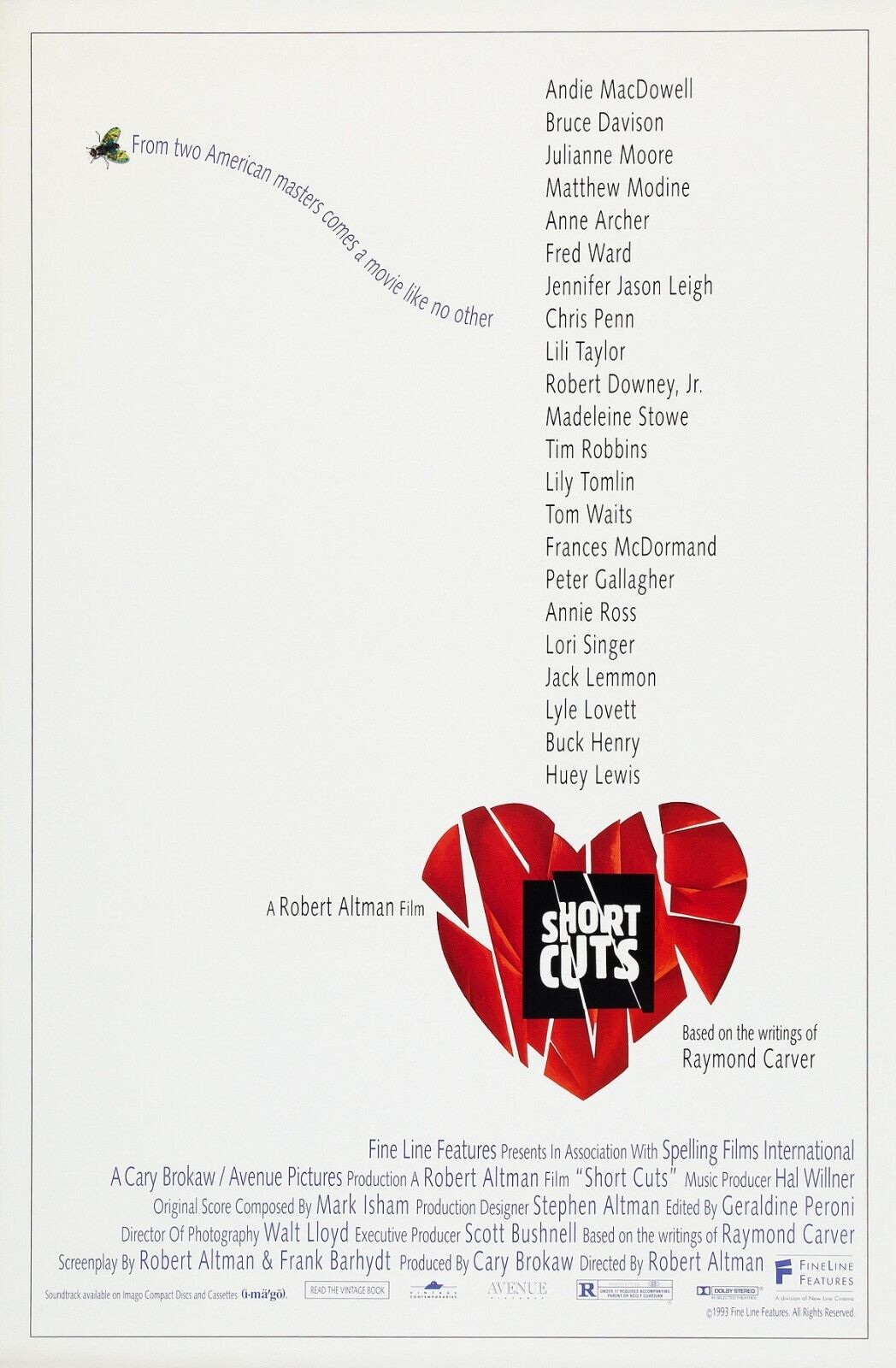 SHORT CUTS, JULIANNE MOORE, 1993, REPRO AFFICHE CINEMA VINTAGE SUR TOILE 340g