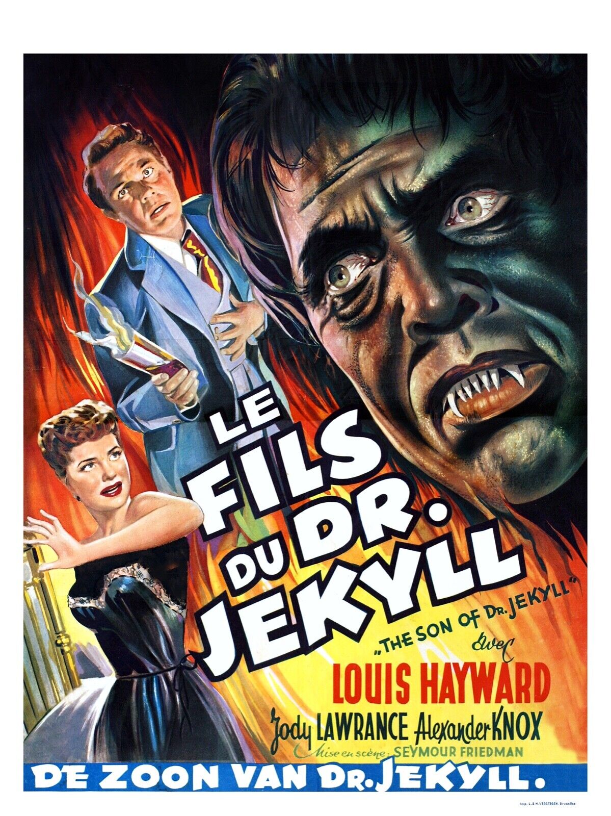 THE SON OF DR. JEKYLL, LOUIS HAYWARD, 1951, REPRO MOVIE POSTER, VINTAGE, HQ