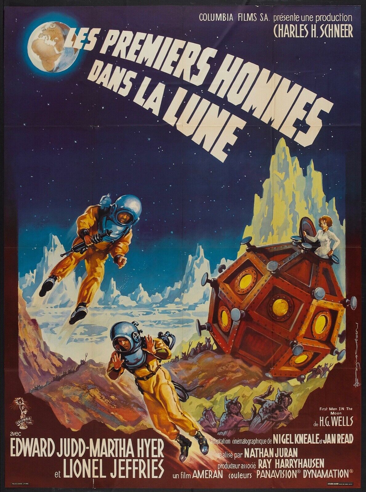 THE FIRST MEN IN THE MOON, EDWARD JUDD, 1964, REPRO VINTAGE CINEMA POSTER, HQ