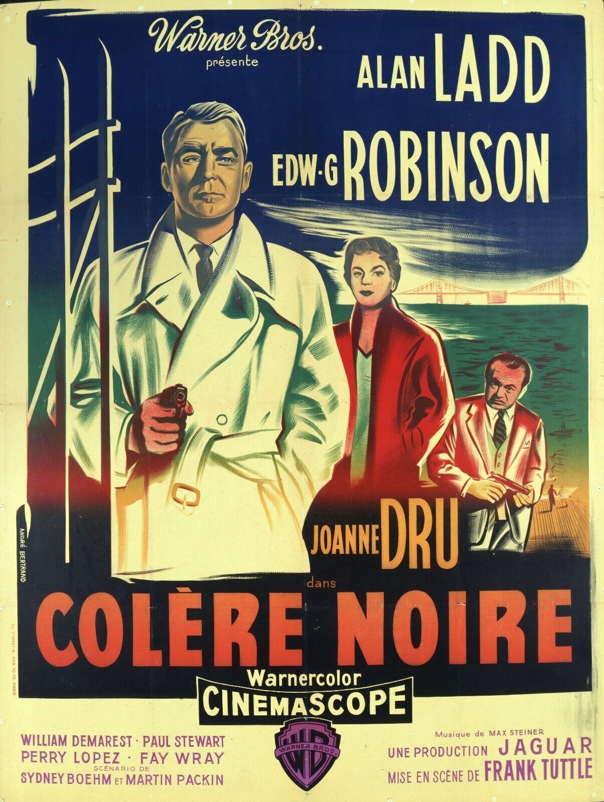 FURIA NEGRA, ALAN LADD, REPRODUCCIÓN DE CARTEL DE CINE VINTAGE