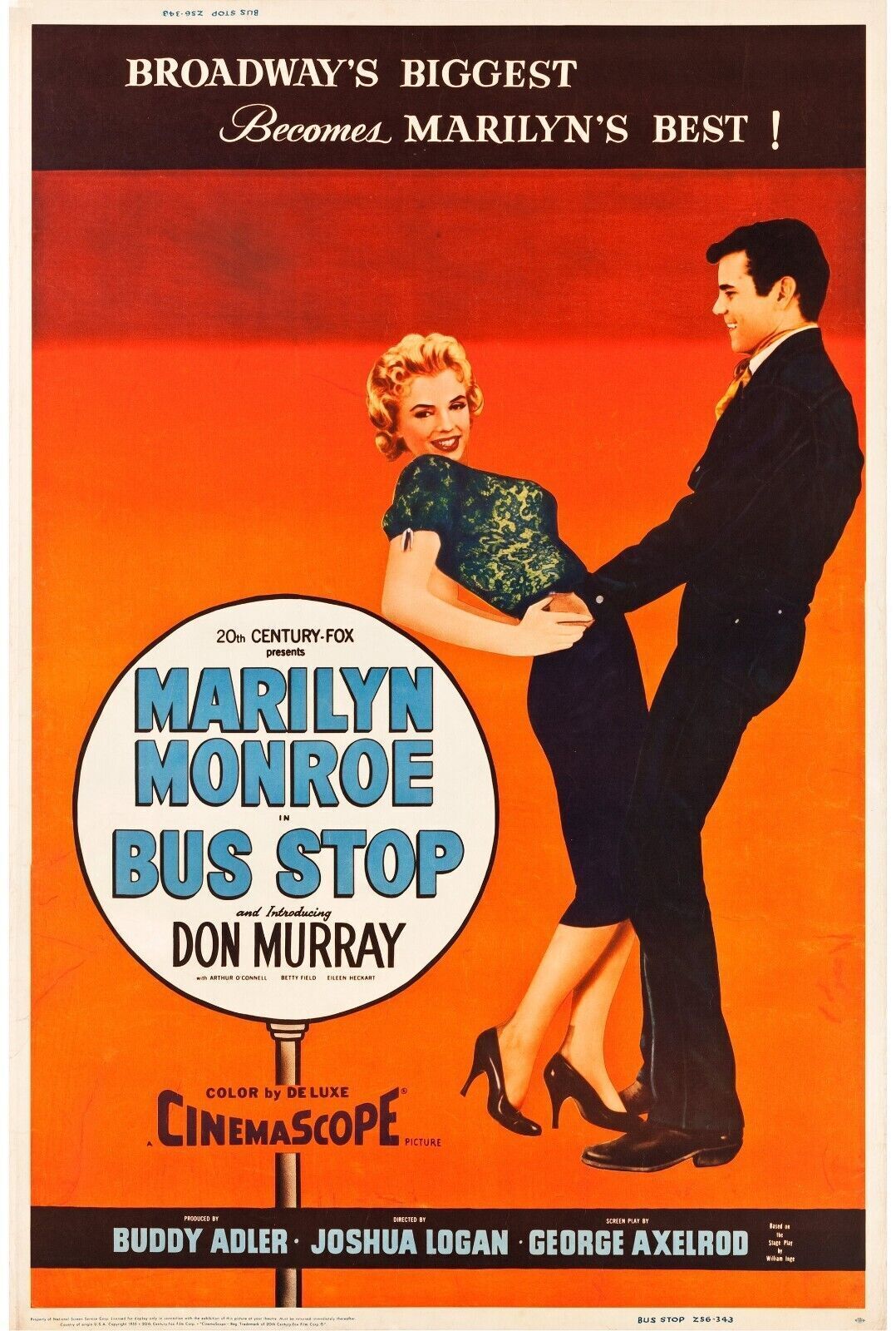 ARRÊT D’AUTOBUS, MARILYN MONROE, 1956, REPRO MOVIE POSTER, VINTAGE, HQ