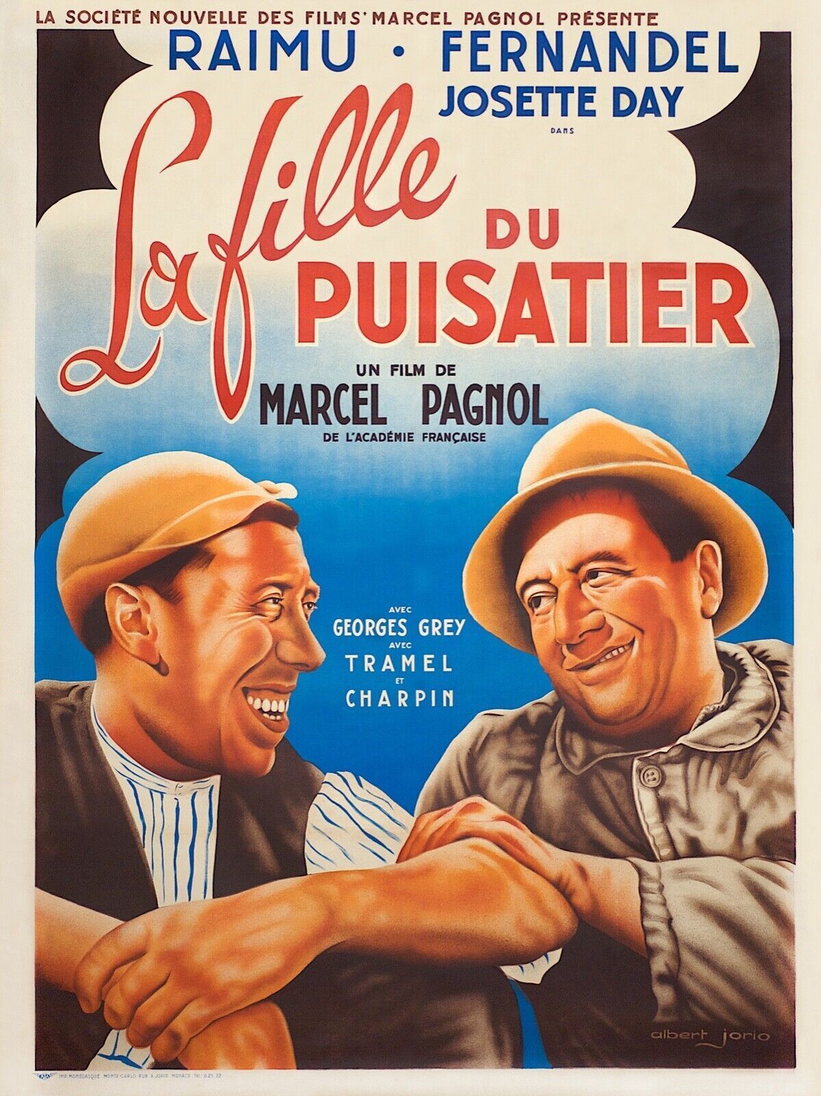 LA FILLE DU PUISATIER, FERNANDEL, MARCEL PAGNOL, 1940, repro affiche cinéma, VINTAGE, HQ