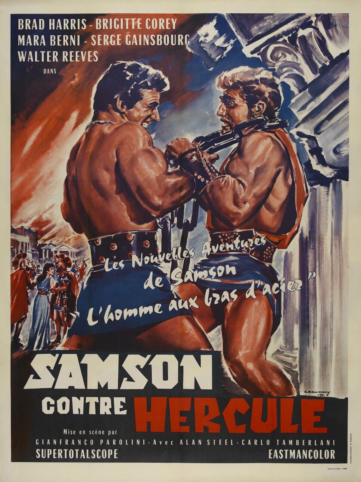 SAMSON CONTRE HERCULE, BRAD HARRIS, 1961, REPRO AFFICHE CINEMA VINTAGE, BRAD HARRIS