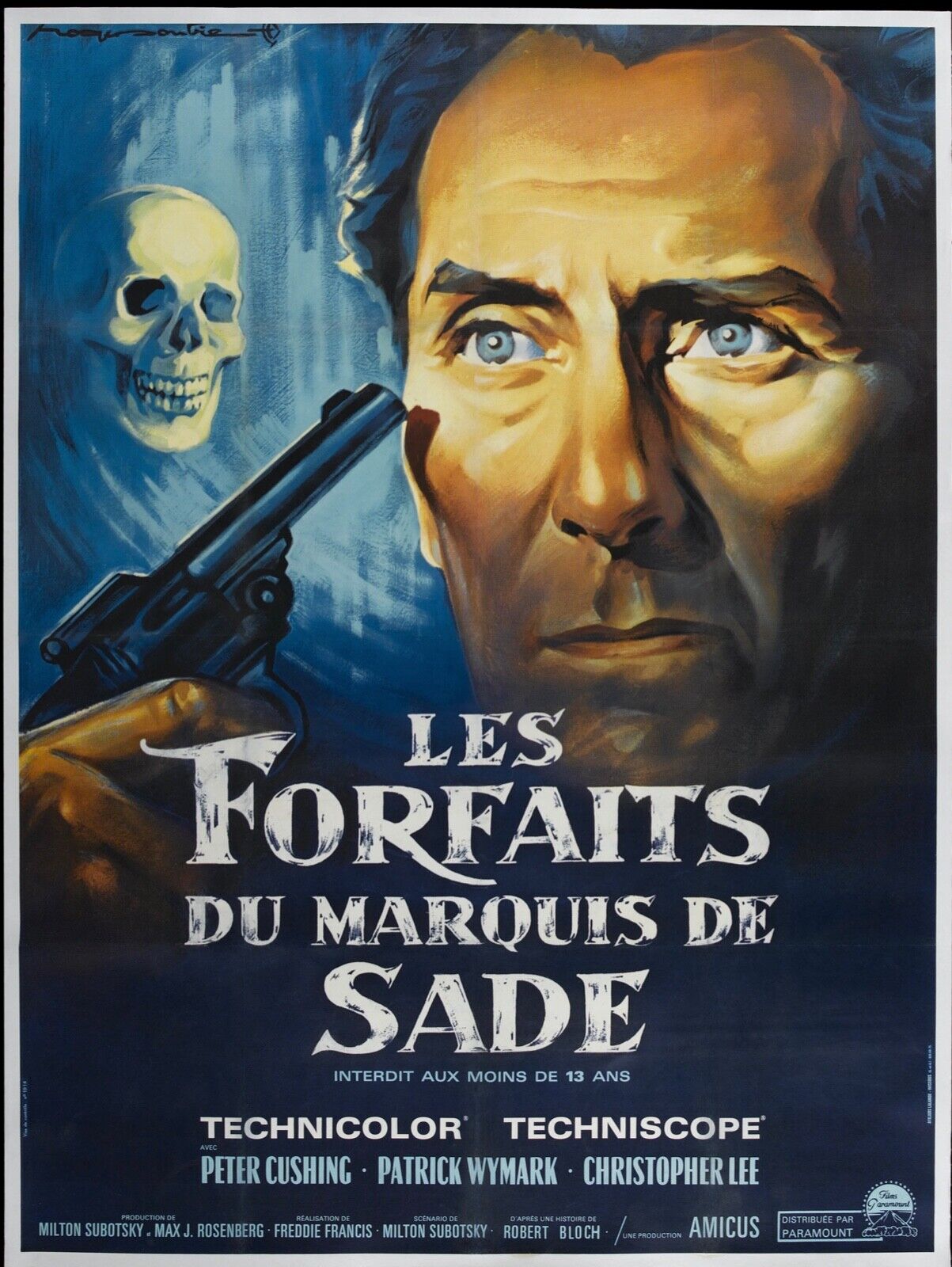 LES FORFAITS DU MARQUIS DE SADE, PETER CUSHING, 1967, REPRO AFFICHE CINEMA VINTAGE, HQ