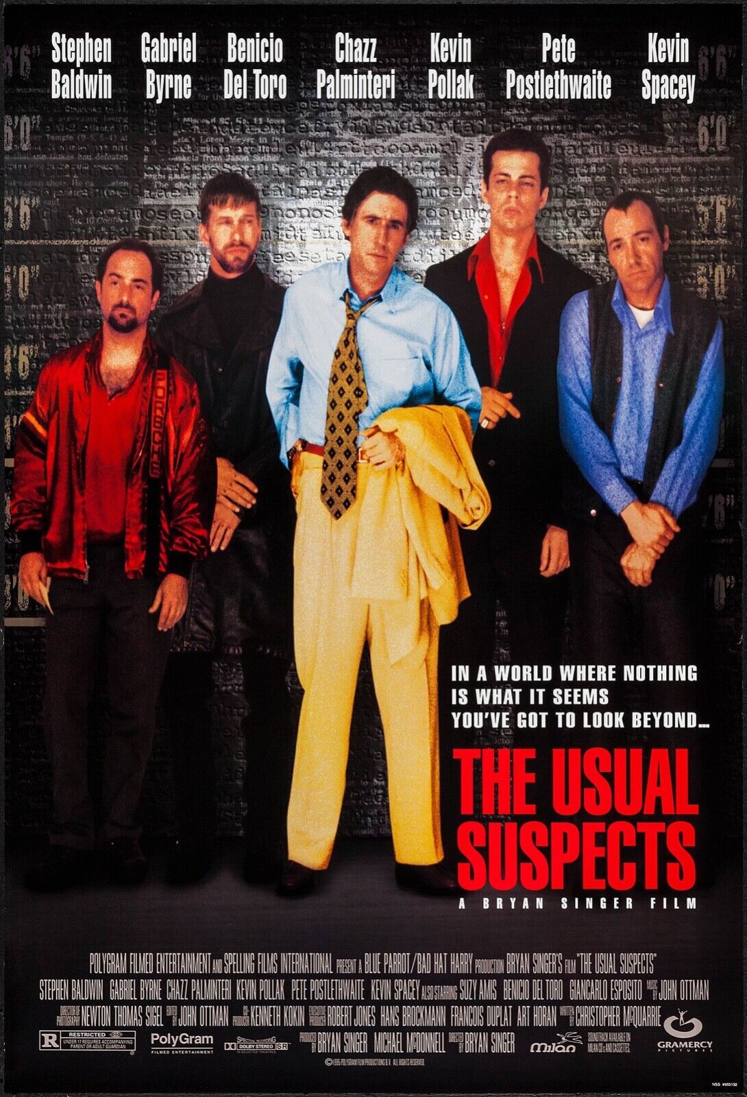THE USUAL SUSPECTS, STEPHEN BALDWIN, GABRIEL BYRNE, 1995, repro cinema poster, HQ
