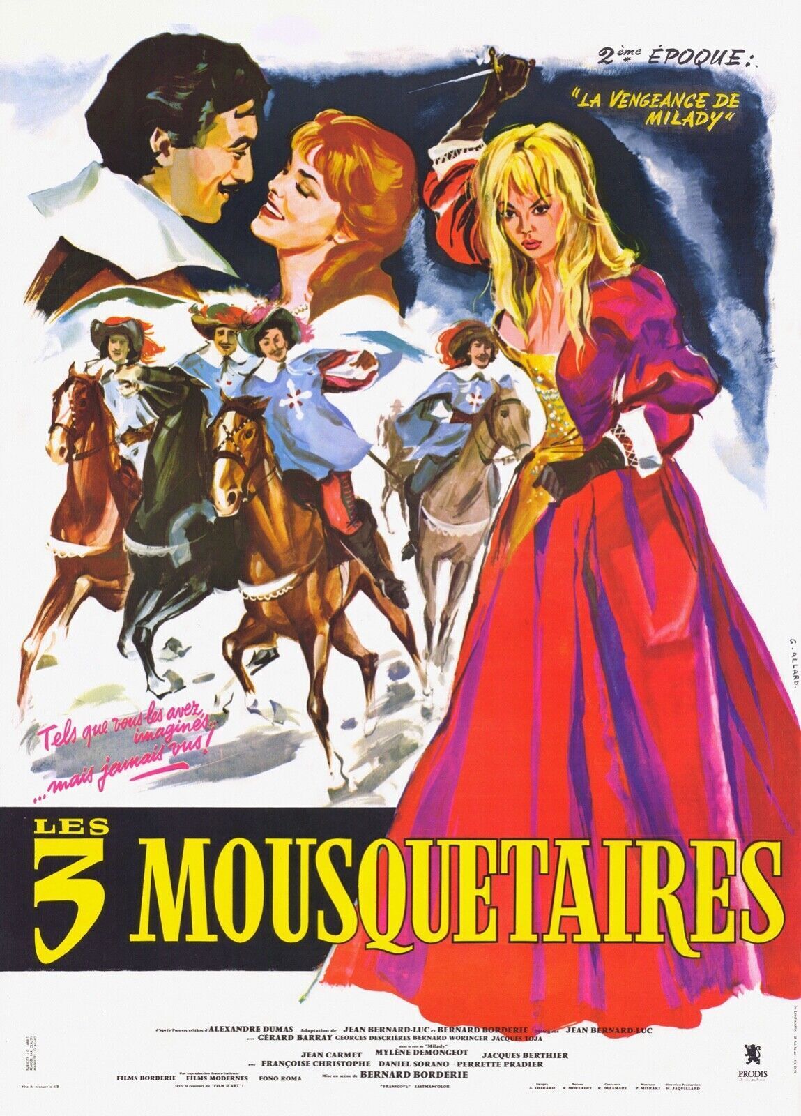 LOS 3 MOSQUETEROS, JEAN CARMET, 1973, REPRODUCCIÓN DE CARTEL DE CINE VINTAGE, HQ