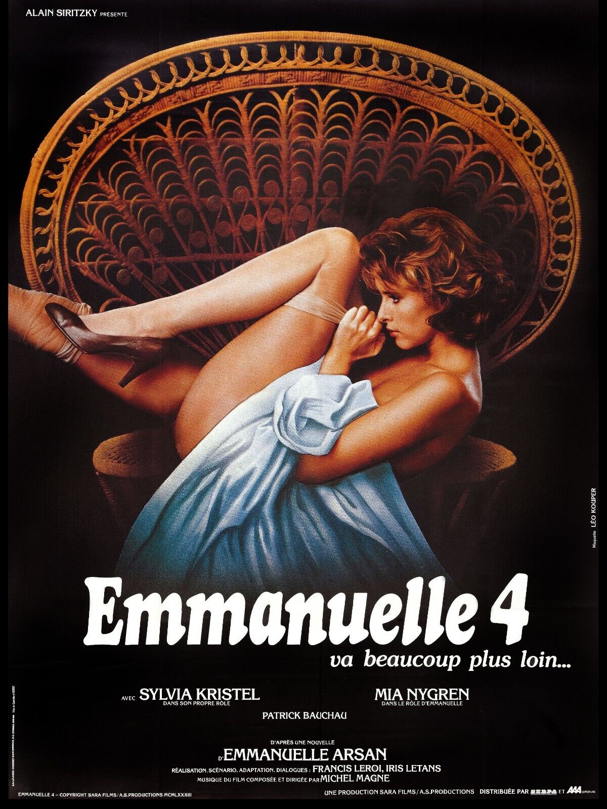 EMMANUELLE 4, SYLVIA KRISTEL, 1984, REPRODUCCIÓN DE CARTEL DE PELÍCULA, VINTAGE, ALTA CALIDAD