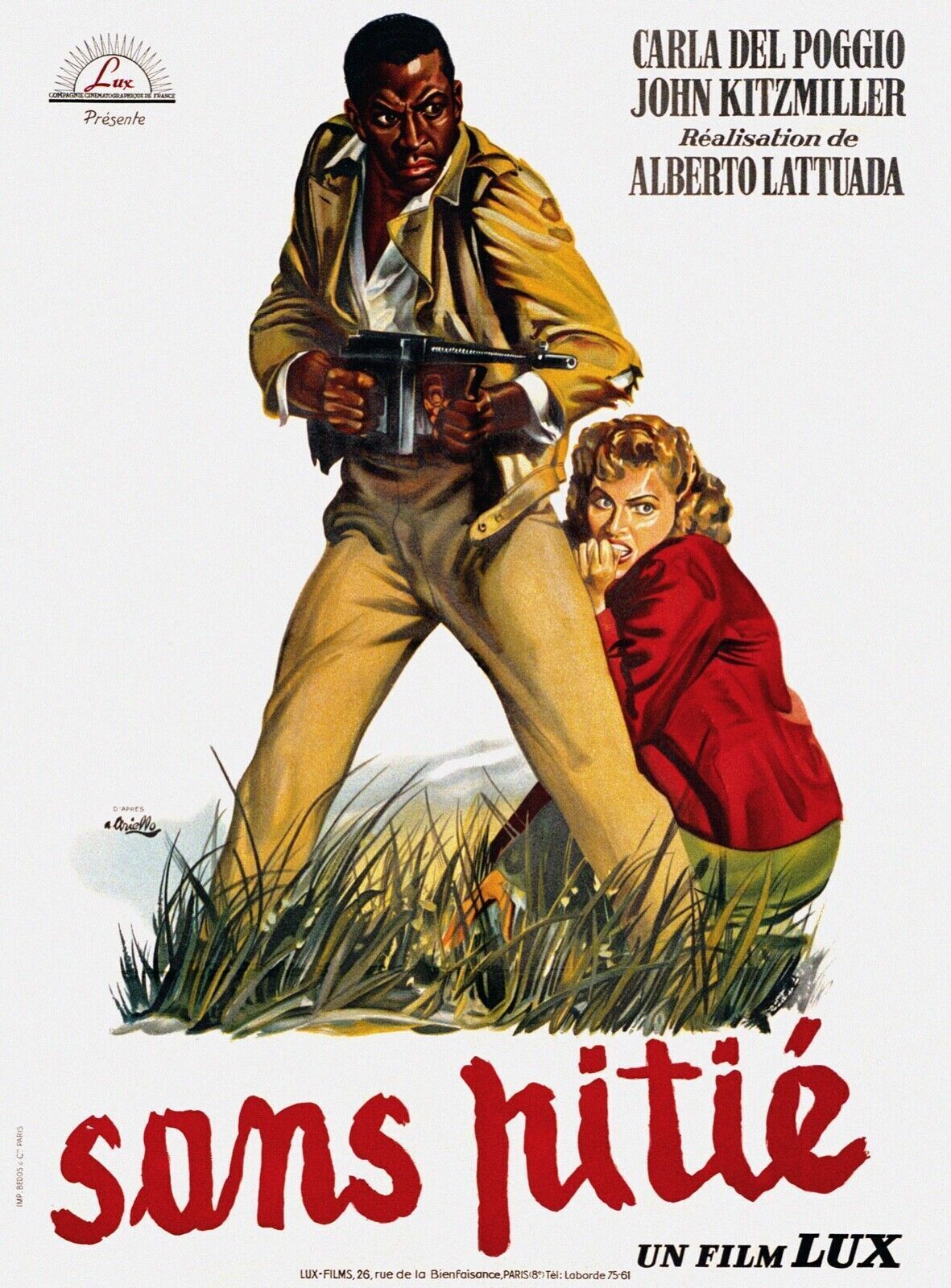SANS PITIÉ, CARIA DEL POGGIO, Repro Affiche cinéma VINTAGE, HQ