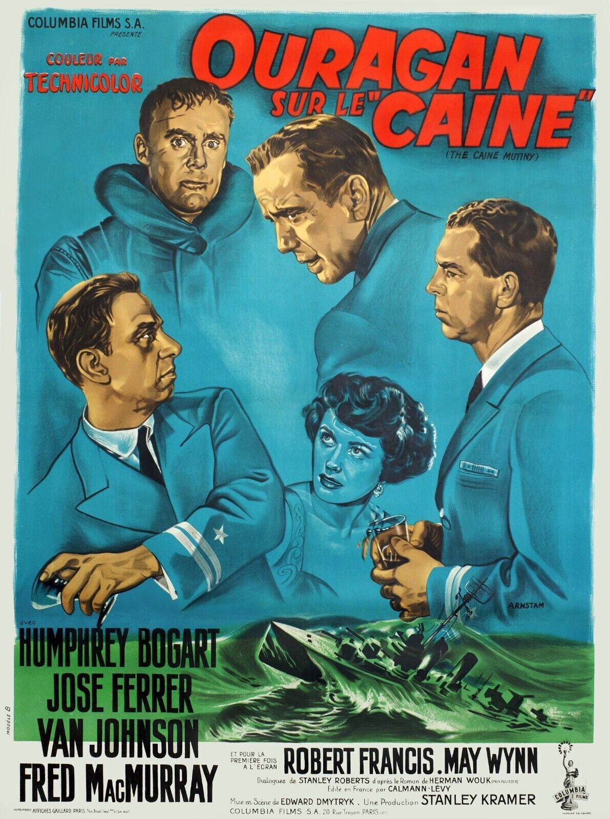 HURRICANE ON THE CAINE, HUMPHREY BOGART, 1954, REPRO VINTAGE CINEMA POSTER, HQ
