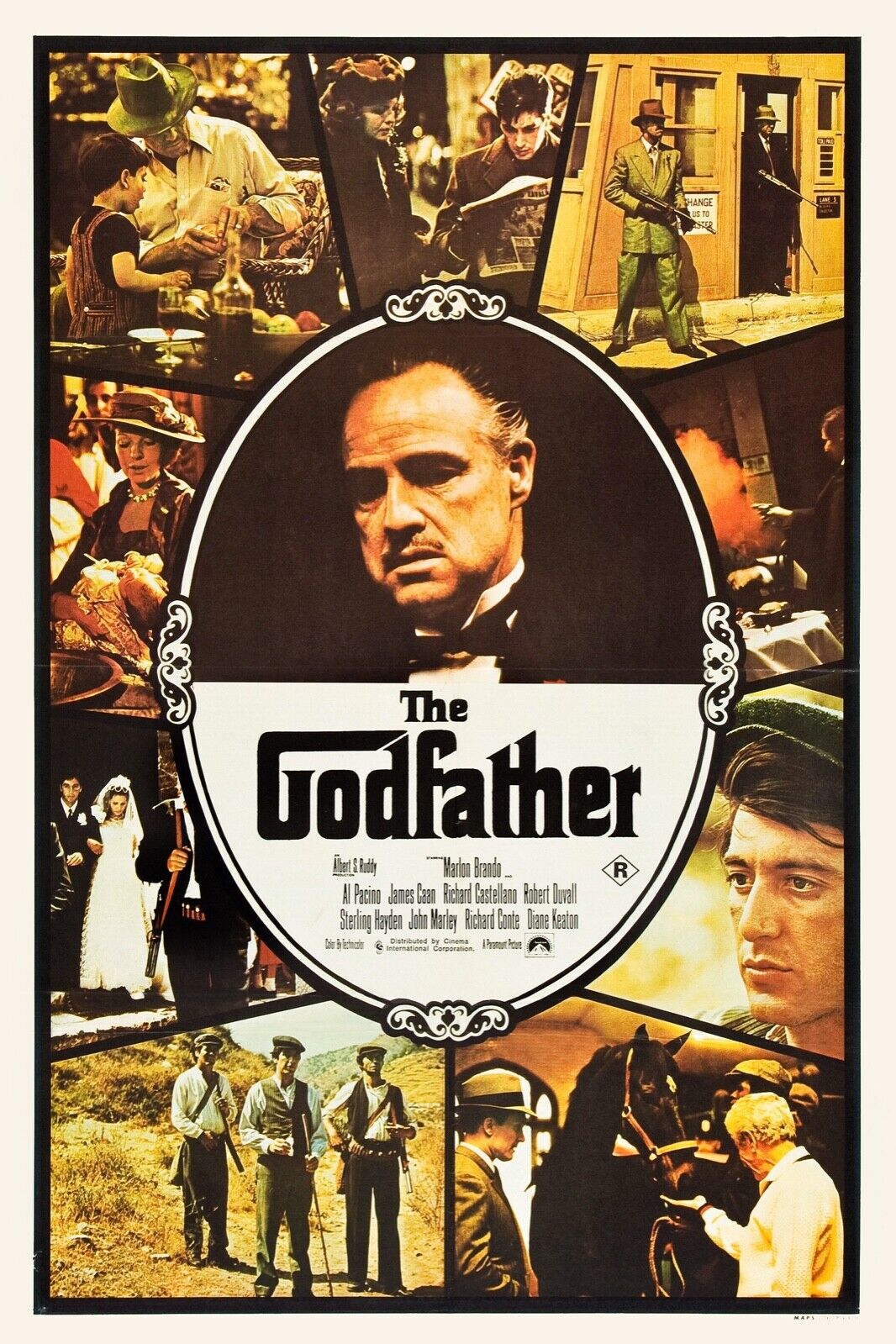 THE GODFATHER, LE PARRAIN, MARLON BRONDO, 1972, repro affiche cinéma HQ