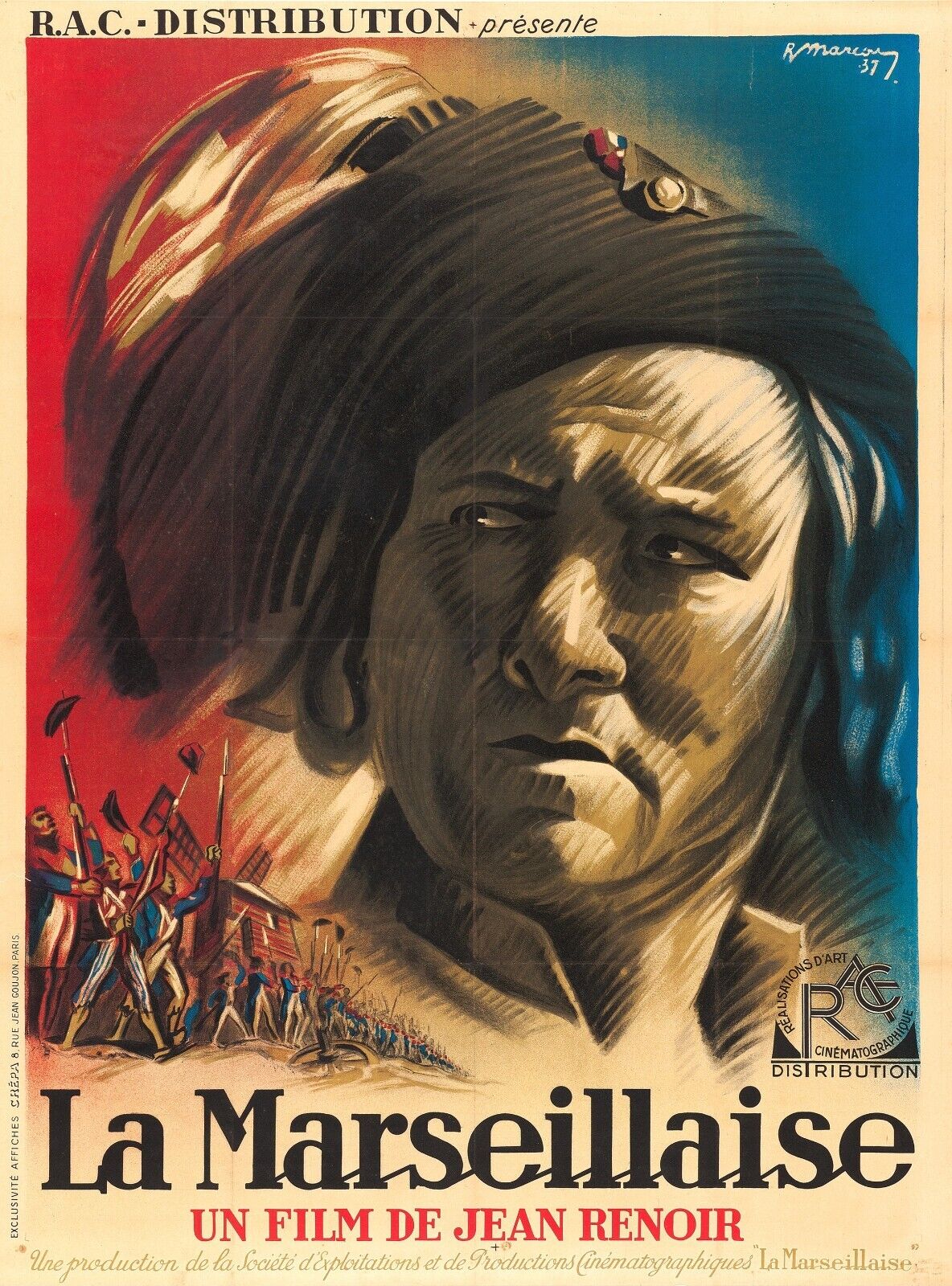 LA MARSEILLAISE, PIERRE RENOIR, JEAN RENOIR, 1938, REPRO AFFICHE CINEMA VINTAGE, HQ