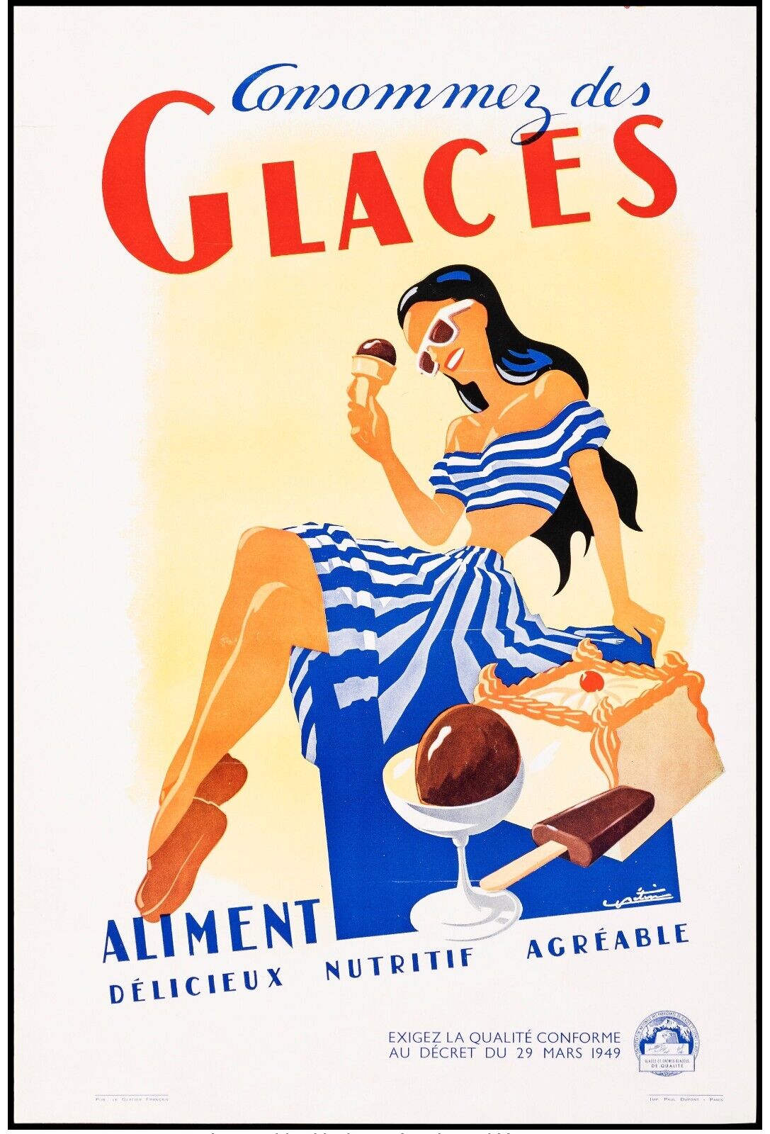 GLACES, REPRO ADVERTISING AND MOVIE POSTER, VINTAGE, HQ.