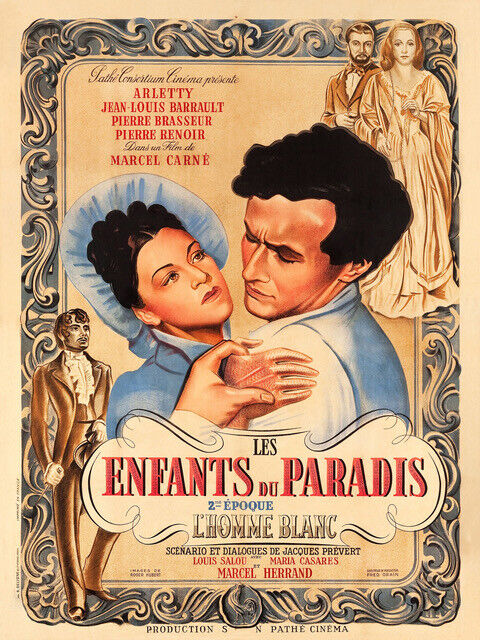 LES ENFANTS DU PARADIS : 2ᵉ ÉPISODE : L’HOMME BLANC, ARLETTY, 1945, Repro affiche cinéma VINTAGE, HQ,