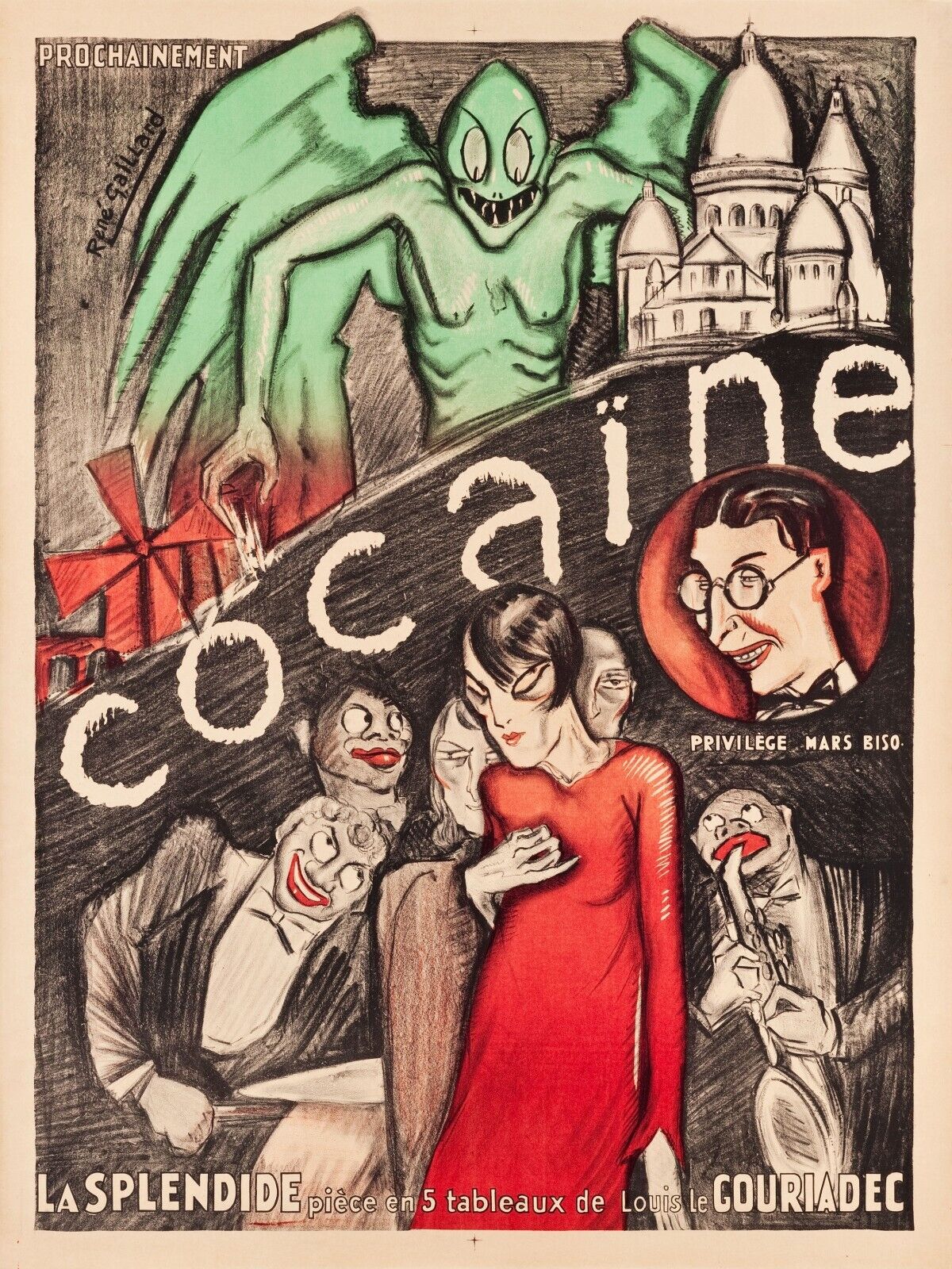 COCAINE, (THE SPLENDID PLAY IN 5 PICTURES, REPRO VINTAGE POSTER, HQ