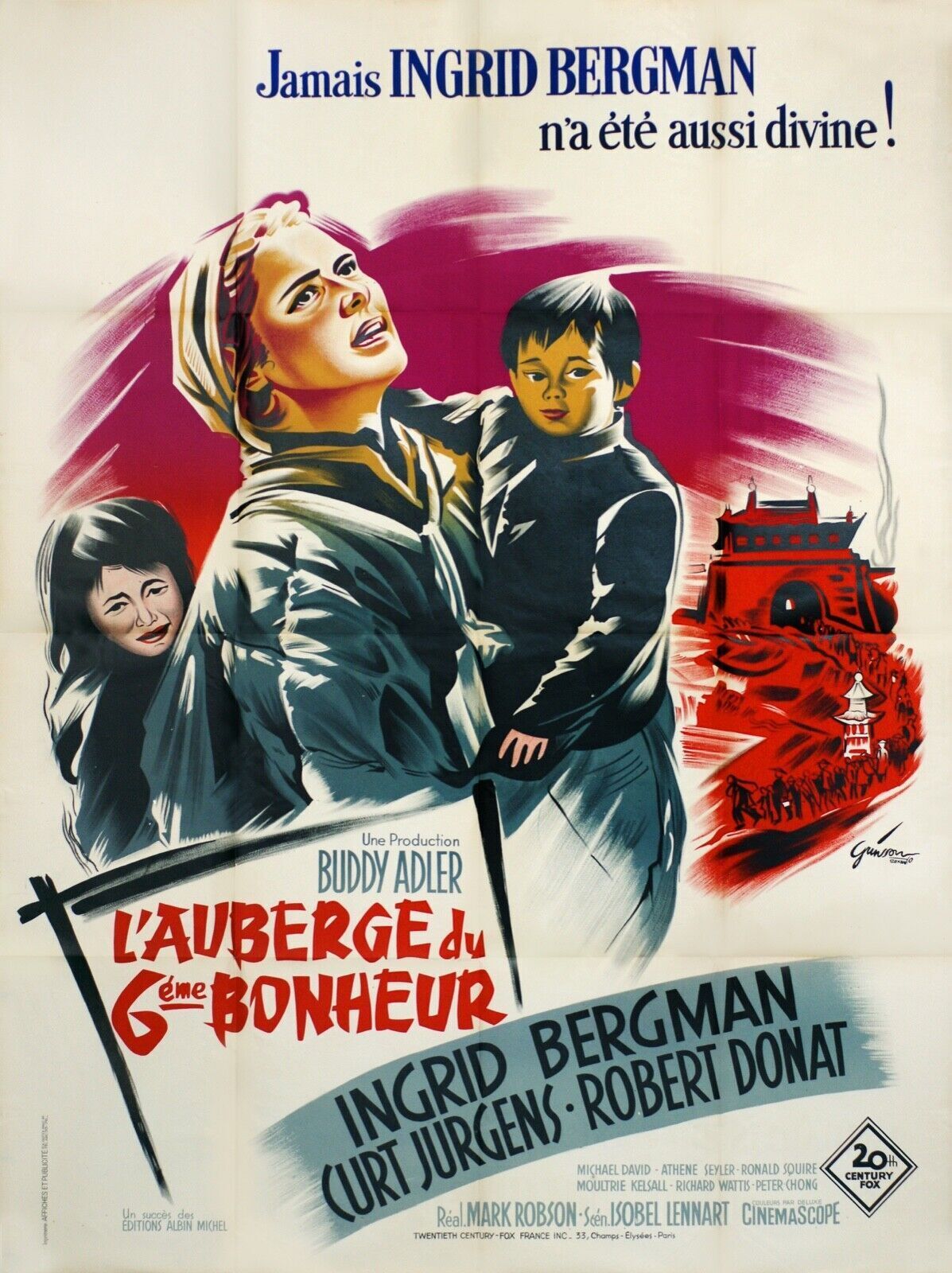 L’AUBERGE DU 6ÈME BONHEUR, INGRID BERGMAN, 1958, REPRO MOVIE POSTER, VINTAGE, HQ