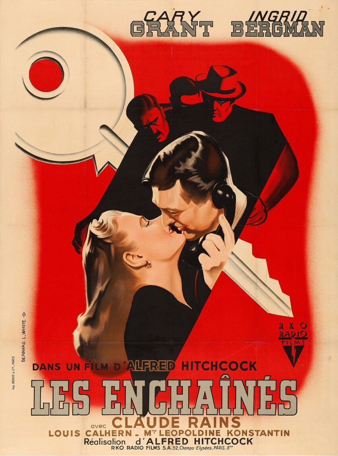 LOS HOMBRES DE LOS HOMBRES, ALFRED HITCHCOCK, CARY GRANT, 1946, REPRODUCCIÓN DE CARTEL DE CINE VINTAGE, HQ