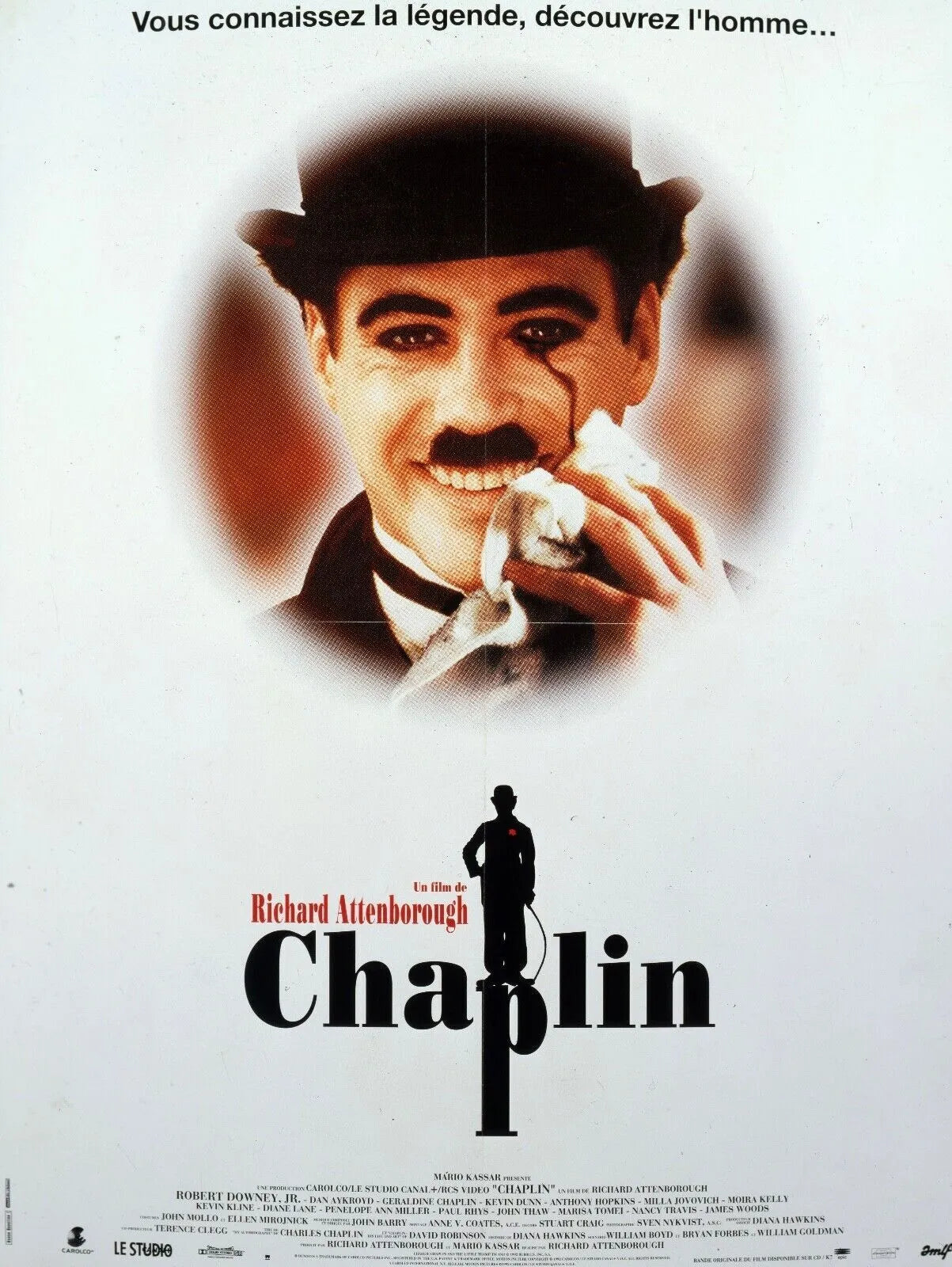 CHAPLIN, ROBERT DOWNEY JR., 1992, REPRO MOVIE POSTER, VINTAGE, HQ