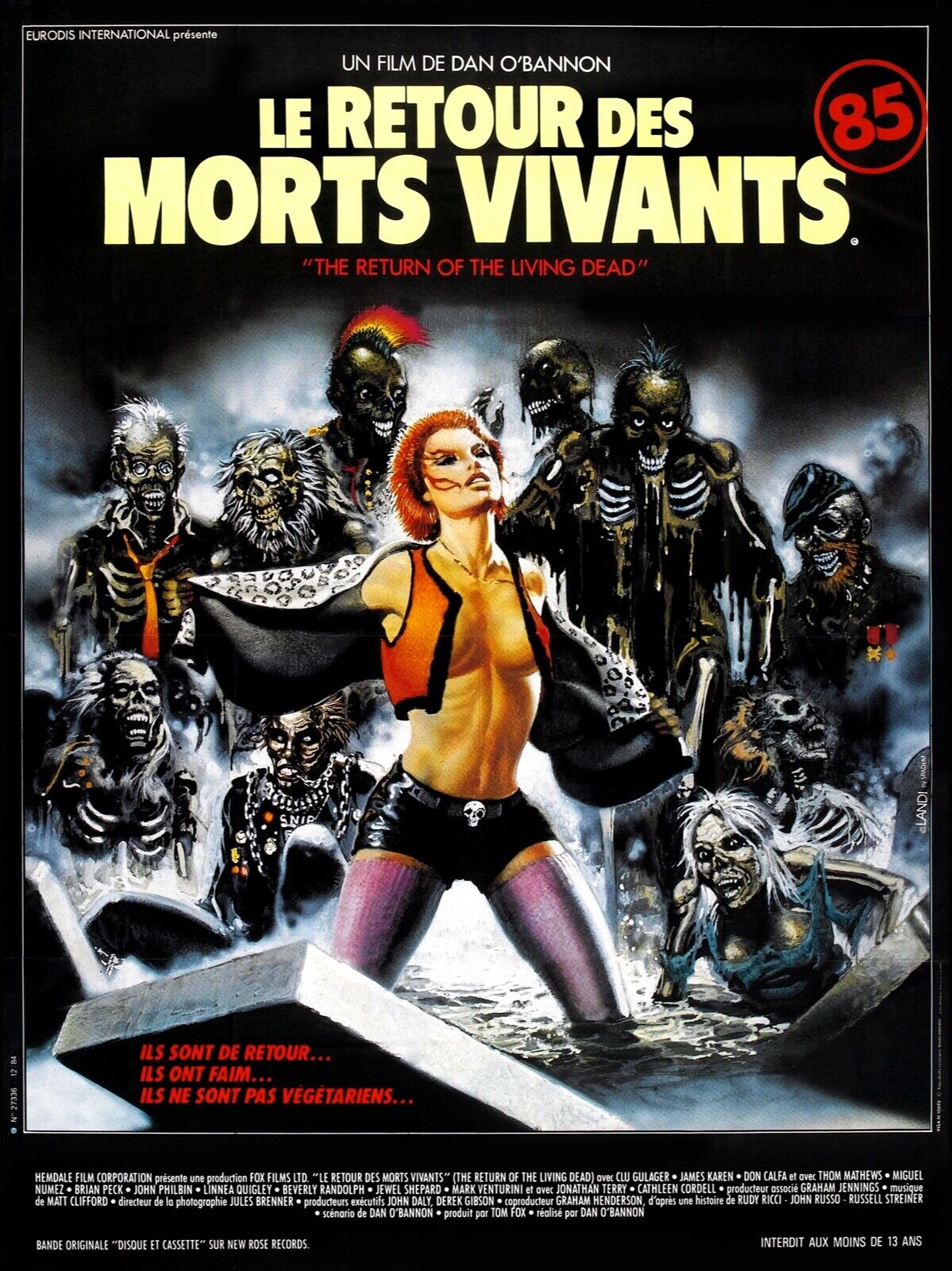 LE RETOUR DES MORTS-VIVANTS, DAN O’BANNON, 1985, REPRO AFFICHE CINÉMA VINTAGE, HQ