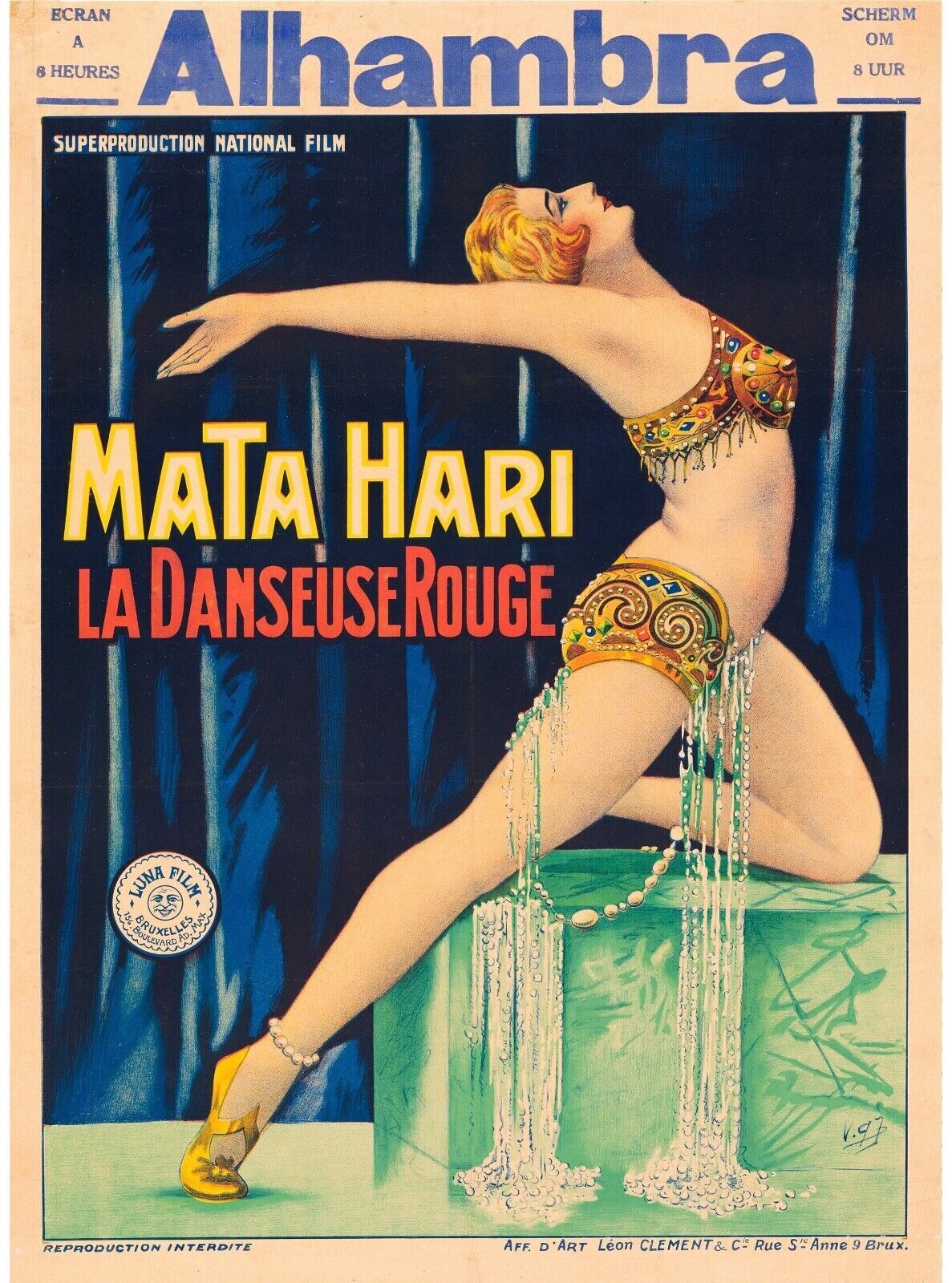MATA HARI, MI BAILARINA ROJA, REPRODUCCIÓN DE CARTEL VINTAGE DE ALTA CALIDAD