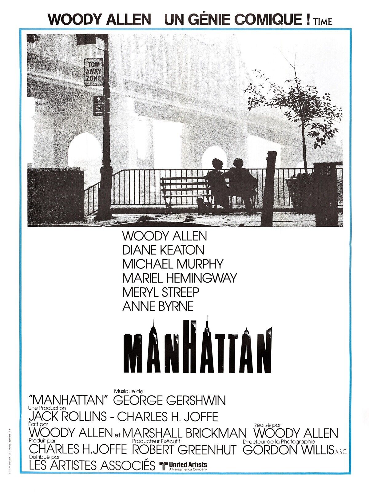 MANHATTAN, WOODY ALLEN, 1979, REPRO AFFICHE CINEMA VINTAGE, HQ